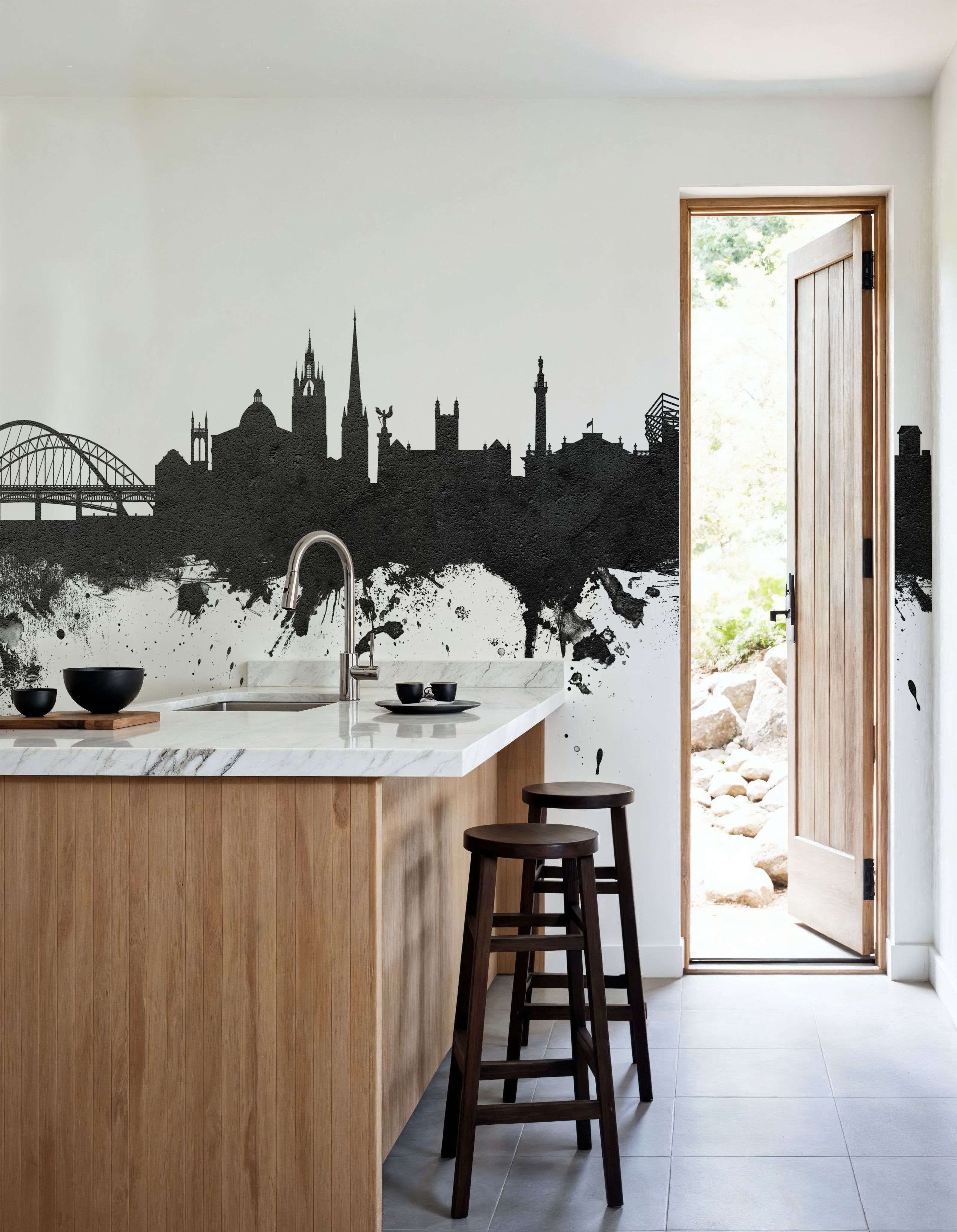 Newcastle England Skyline Black & White