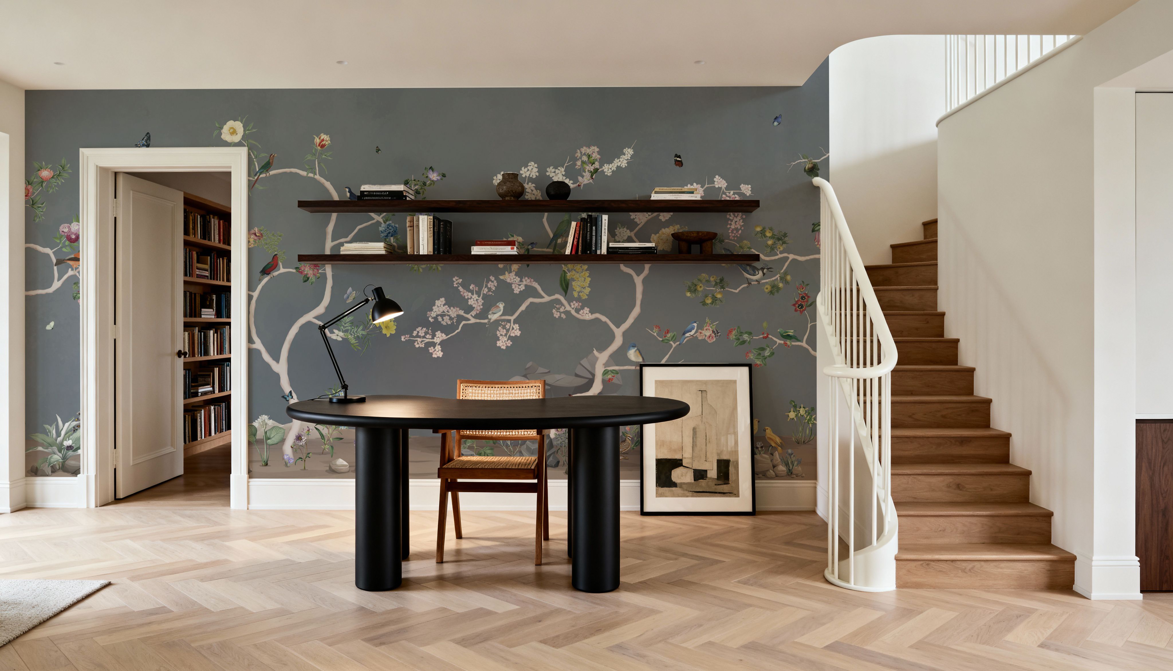 Birds in the Garden Dark Blue