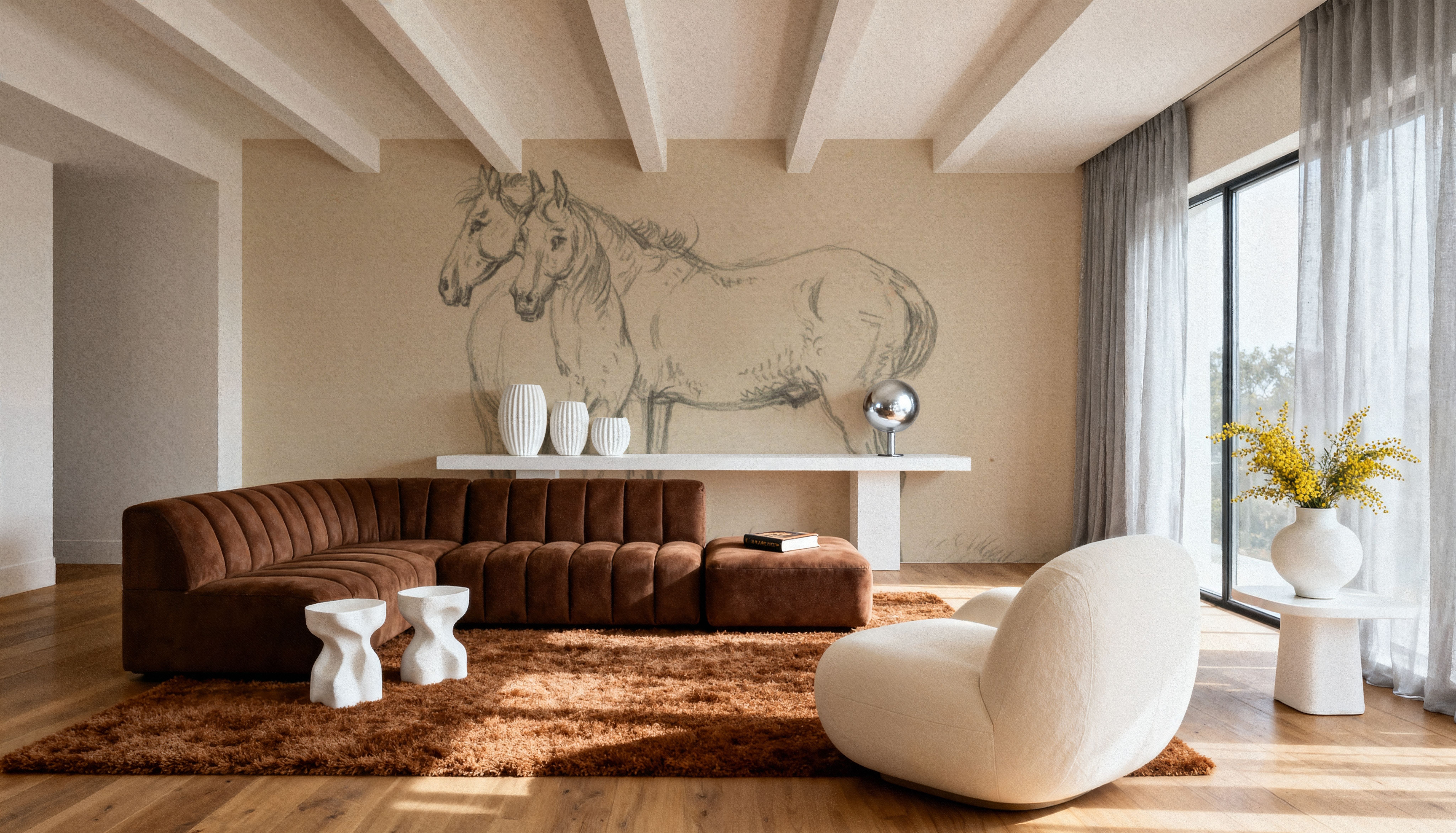 Two Horses Standing Together