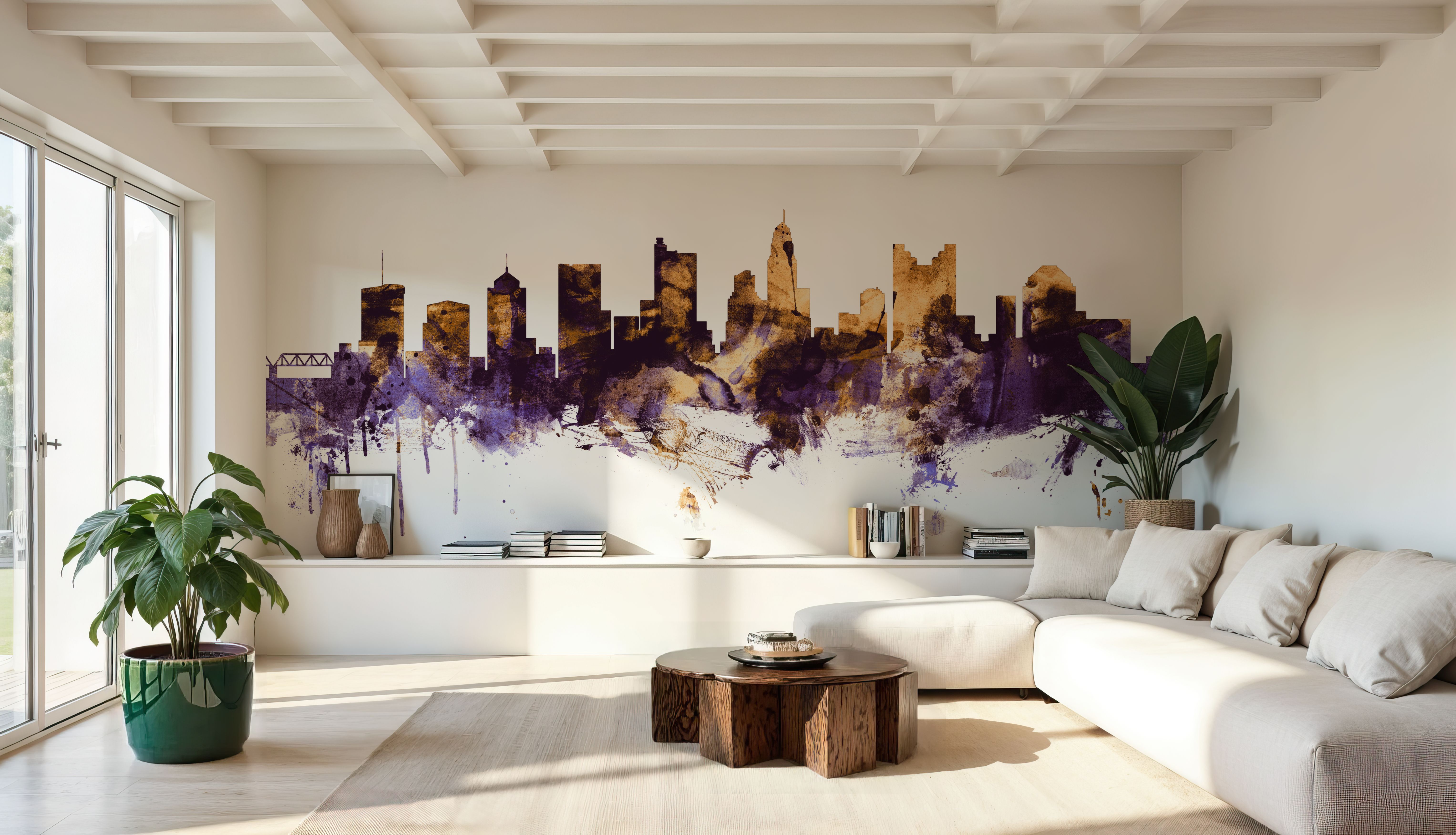 Columbus Ohio Skyline Purple & Gold