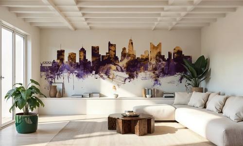Columbus Ohio Skyline Purple & Gold