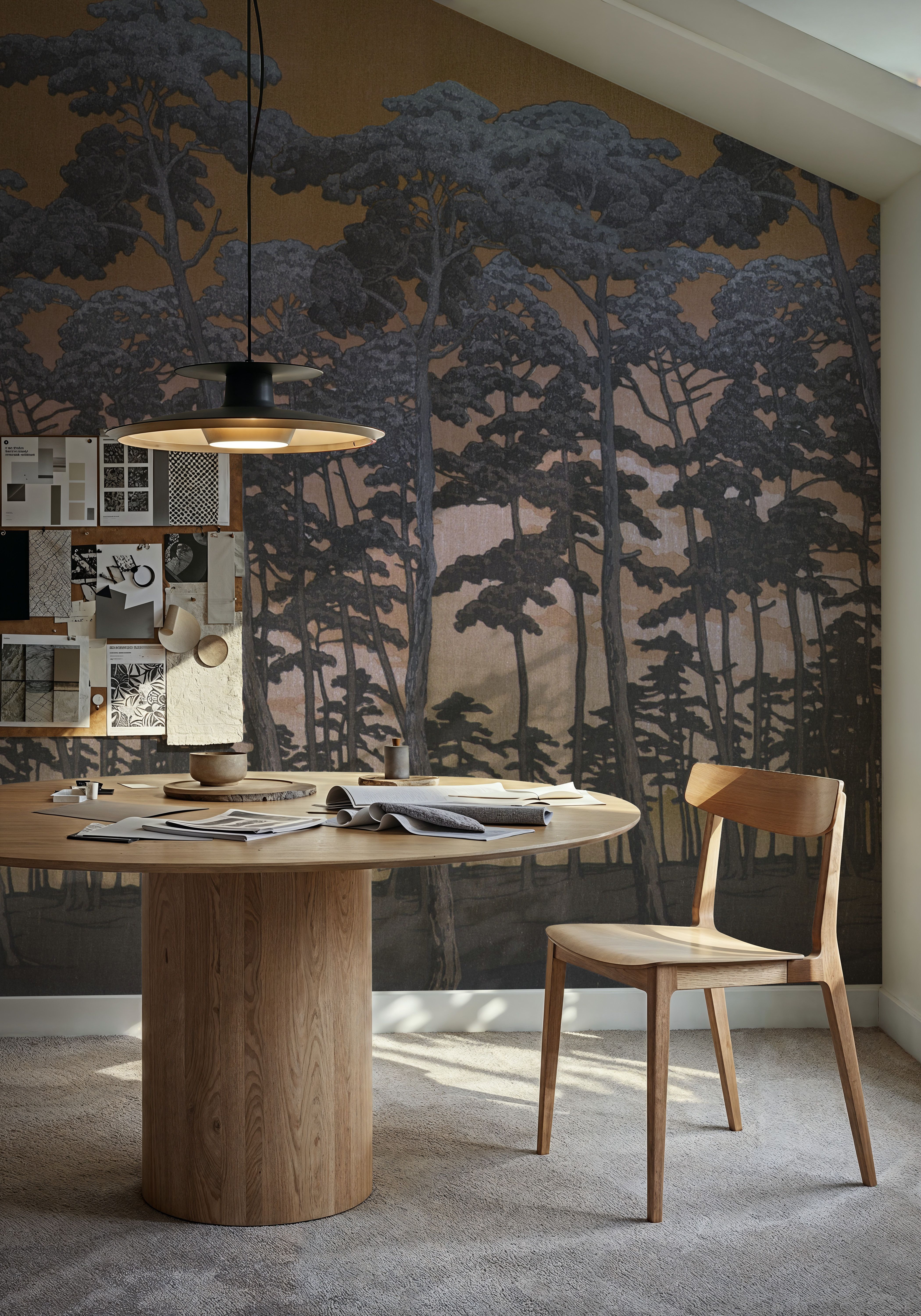 Tranquil Pinescape, Purple & Yellow