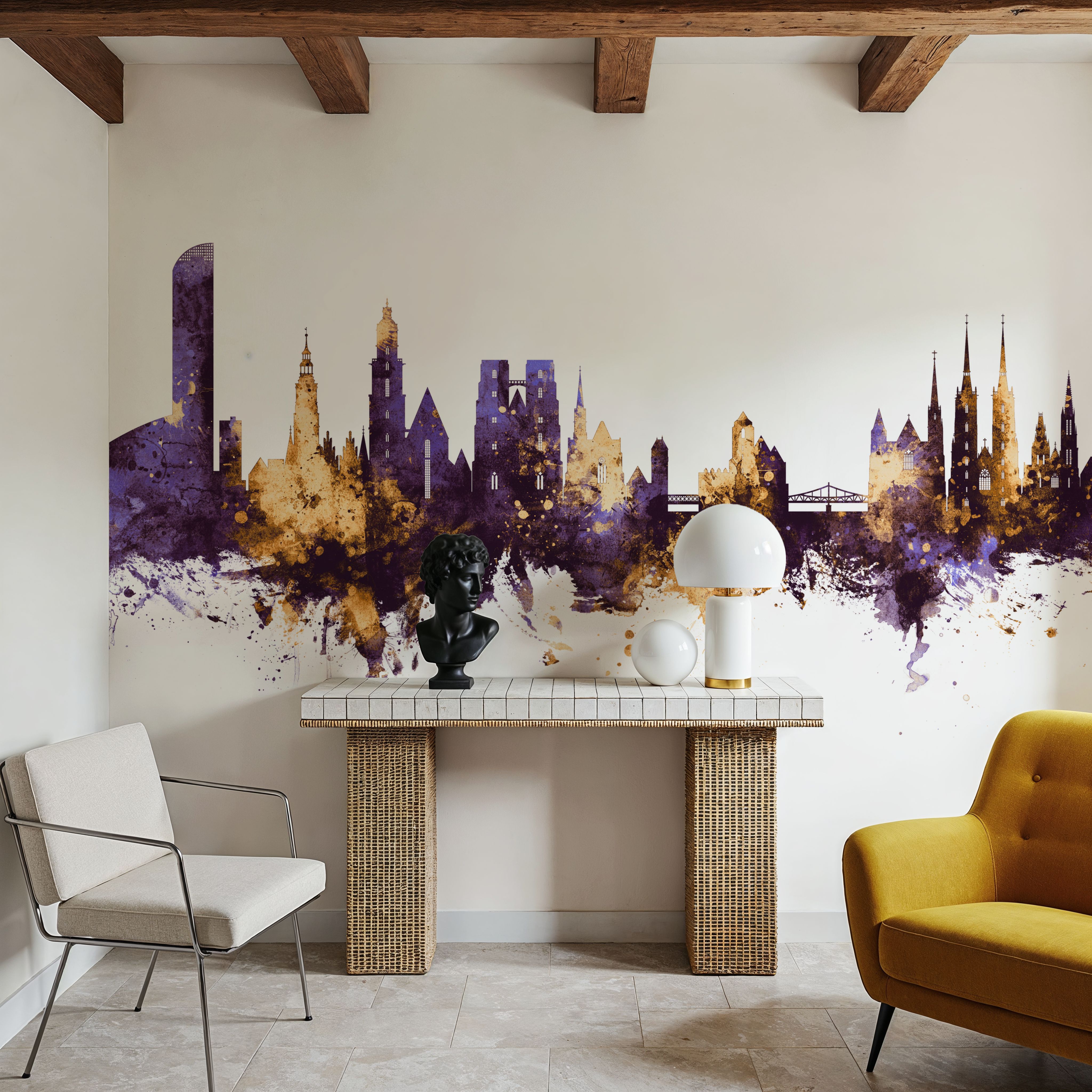 Wroclaw Poland Skyline Purple & Gold