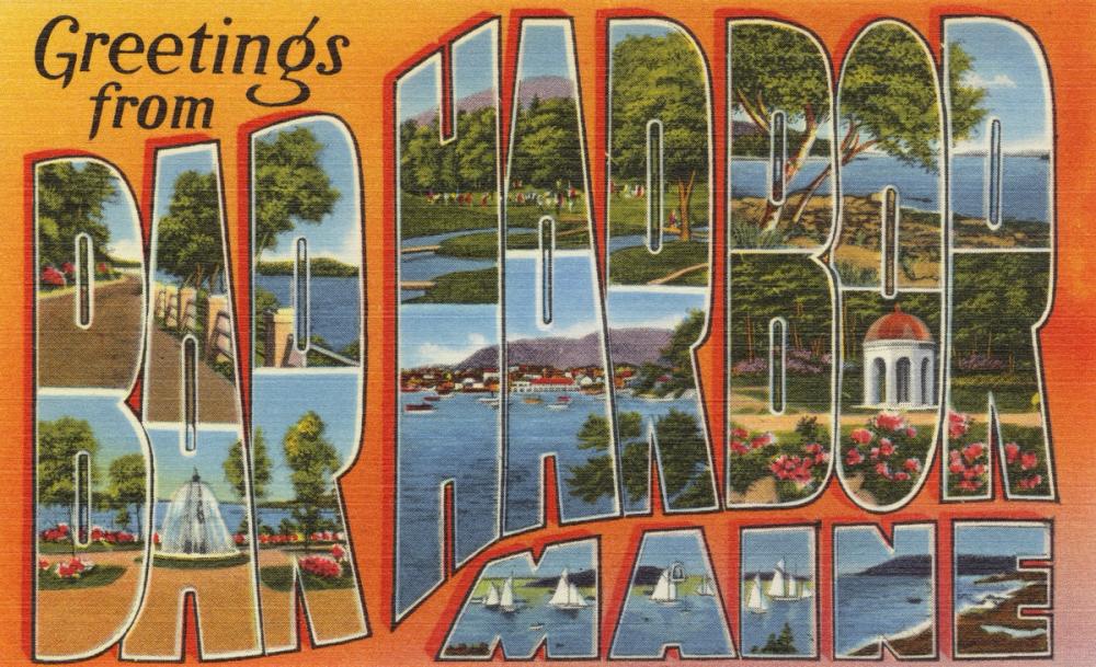 Greetings from Bar Harbor - Screenprint Postcard