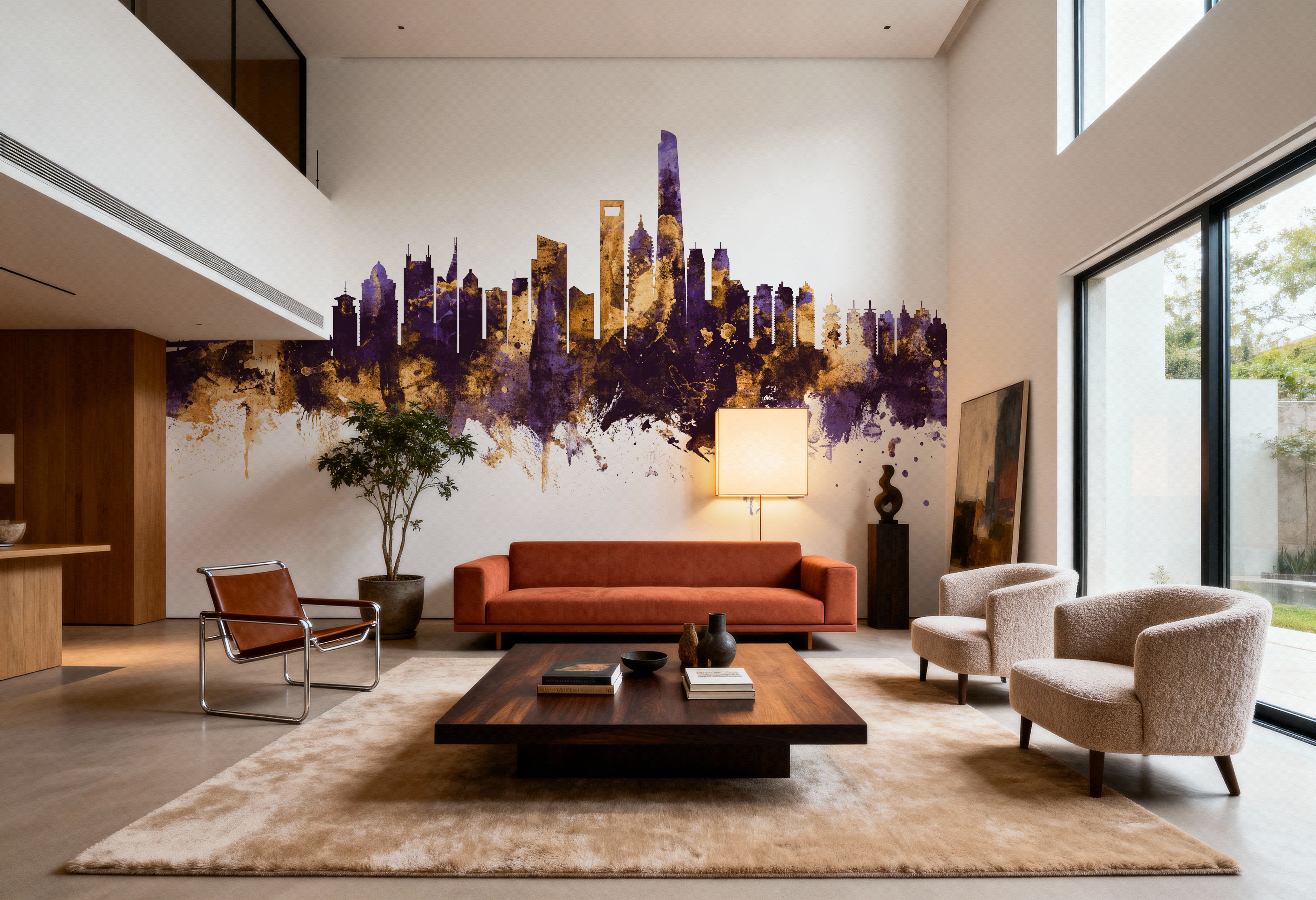 Shanghai China Skyline Purple & Gold
