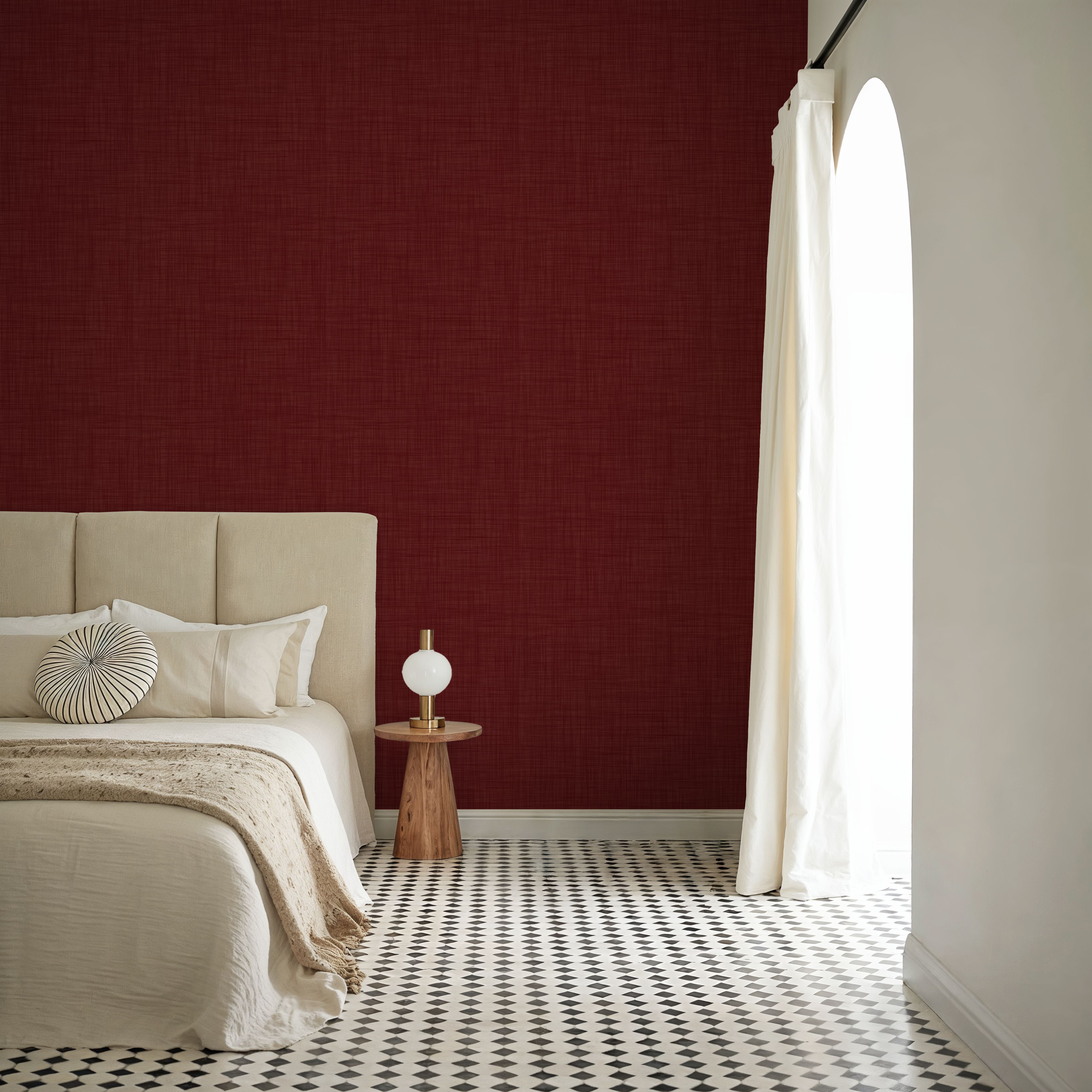 Mottled Linen Effect, Tomato Red