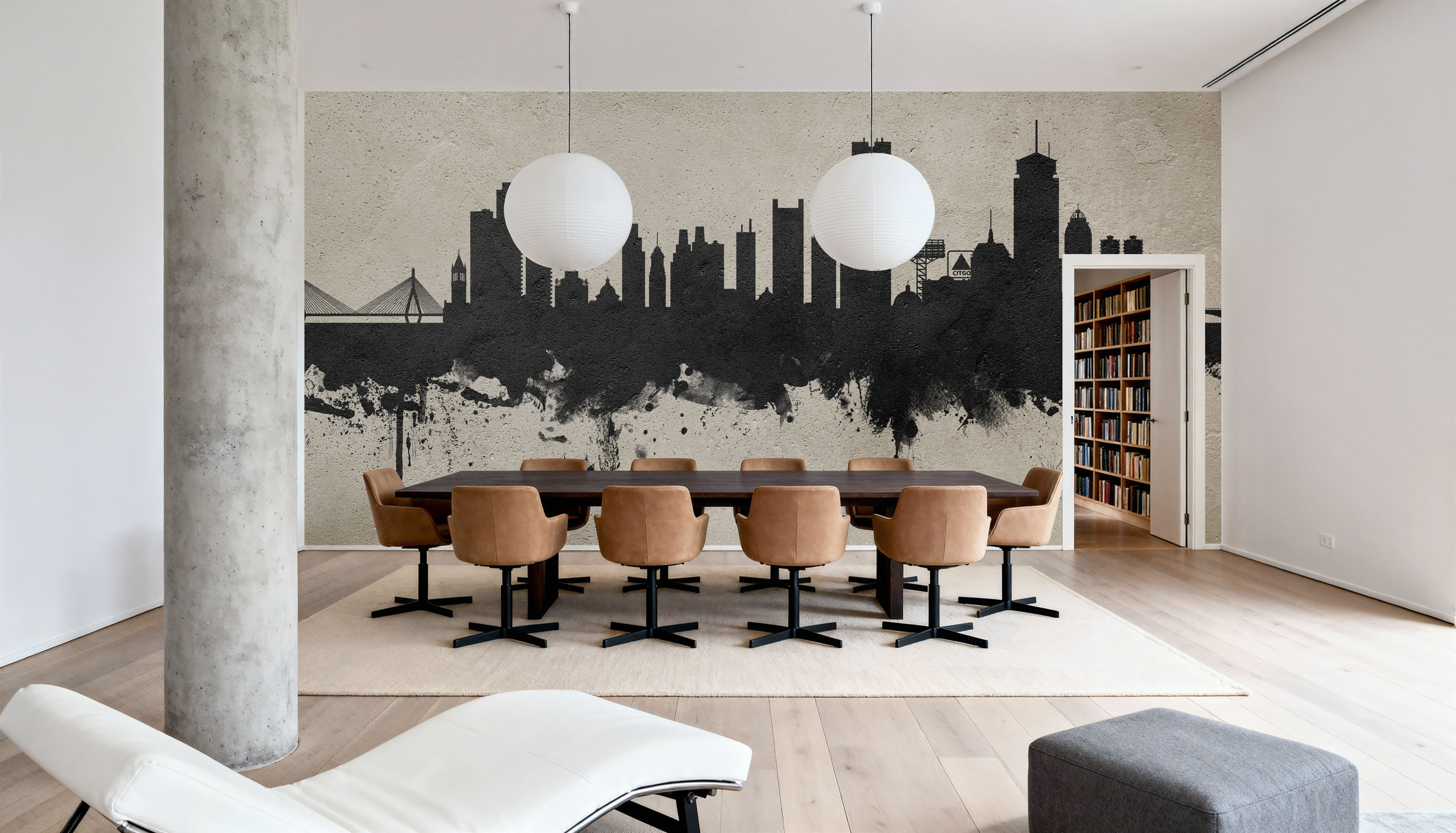 Boston Massachusettes Skyline Concrete, Papier peint