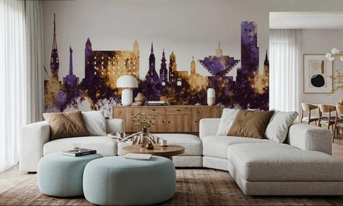 Bratislava Slovakia Skyline Purple & Gold