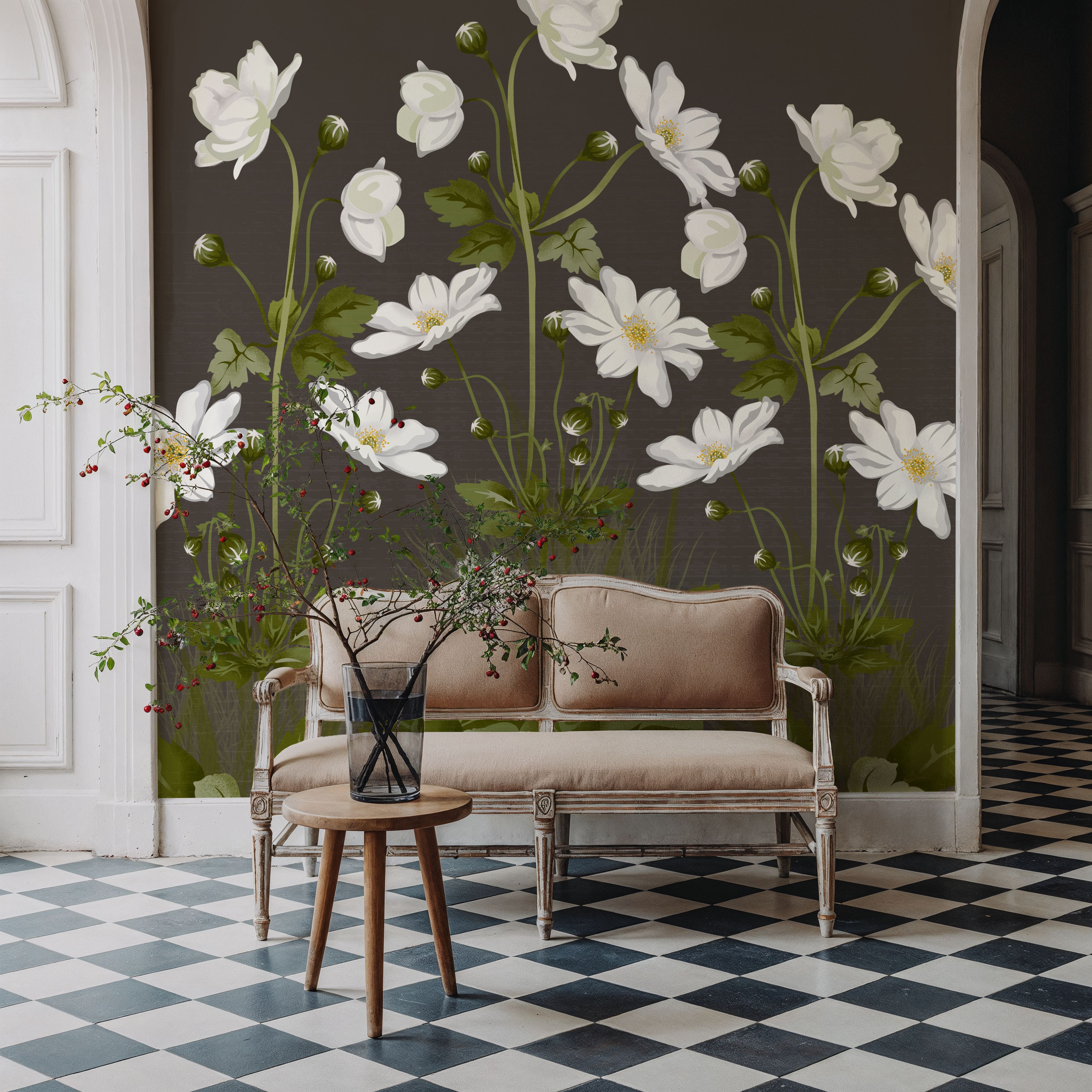 White Anemones, Taupe