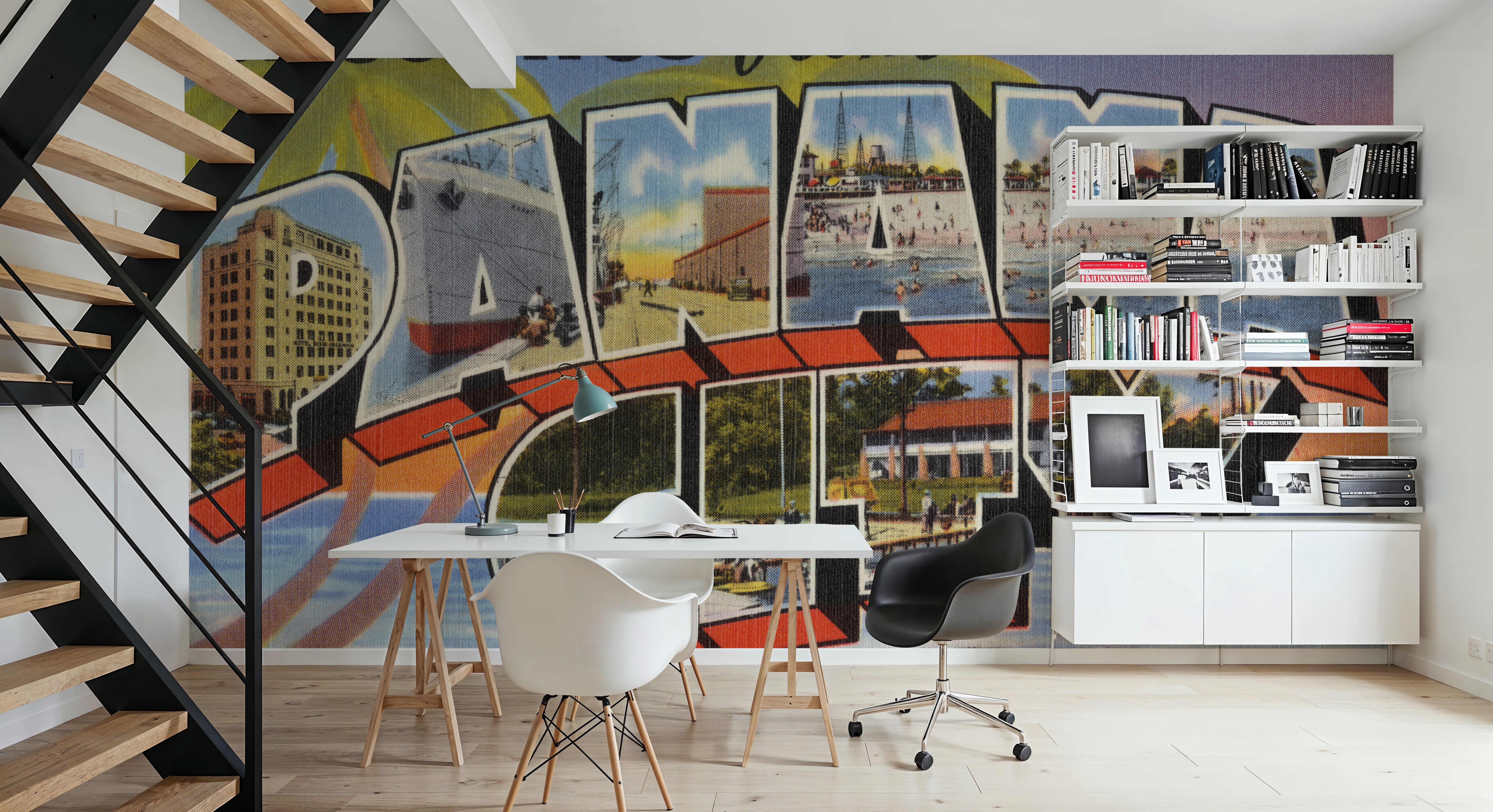 Greetings from Panama City - Screenprint Postcard, Wallpaper