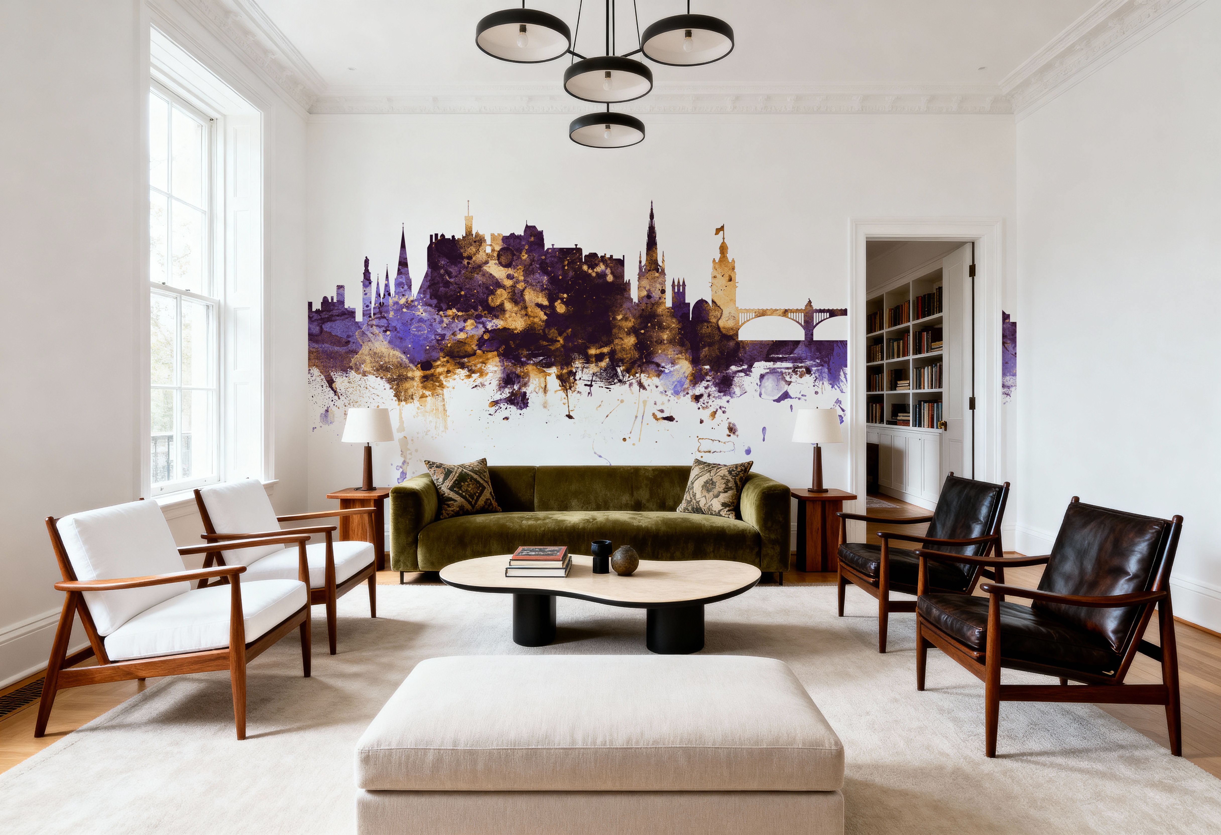 Edinburgh Scotland Skyline Purple & Gold