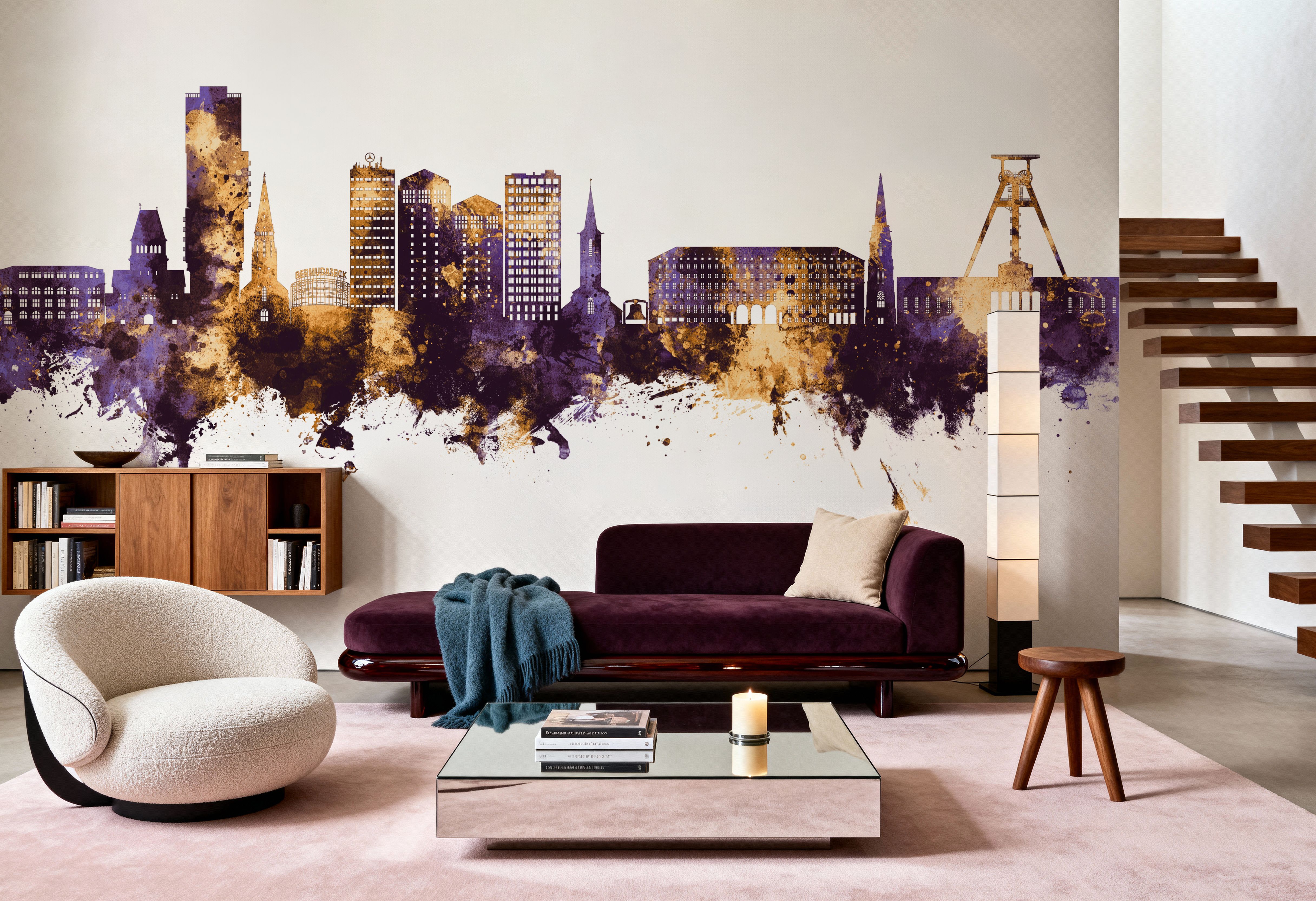 Bochum Germany Skyline Purple & Gold