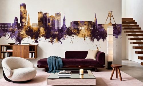 Bochum Germany Skyline Purple & Gold
