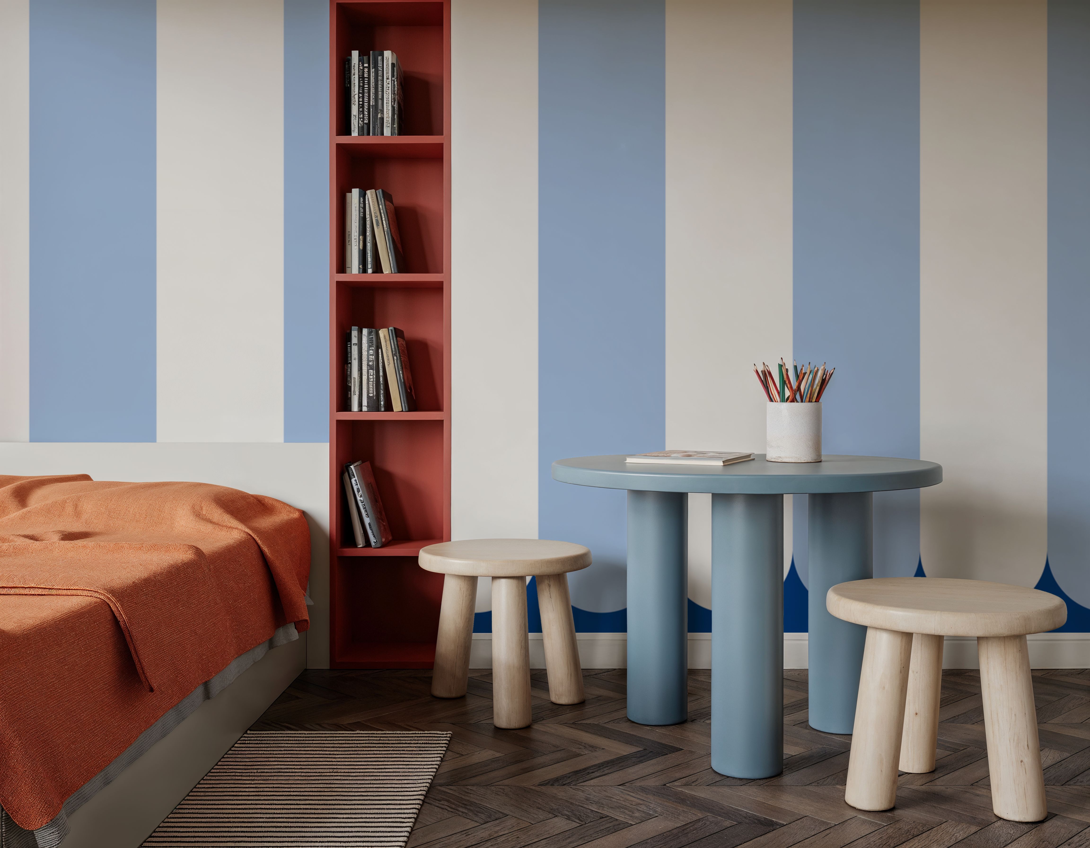 Scalloped Circus Wall, Baby Blue