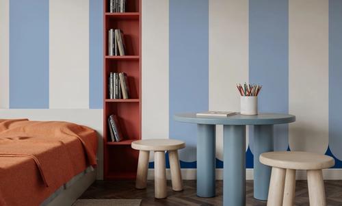 Scalloped Circus Wall, Baby Blue