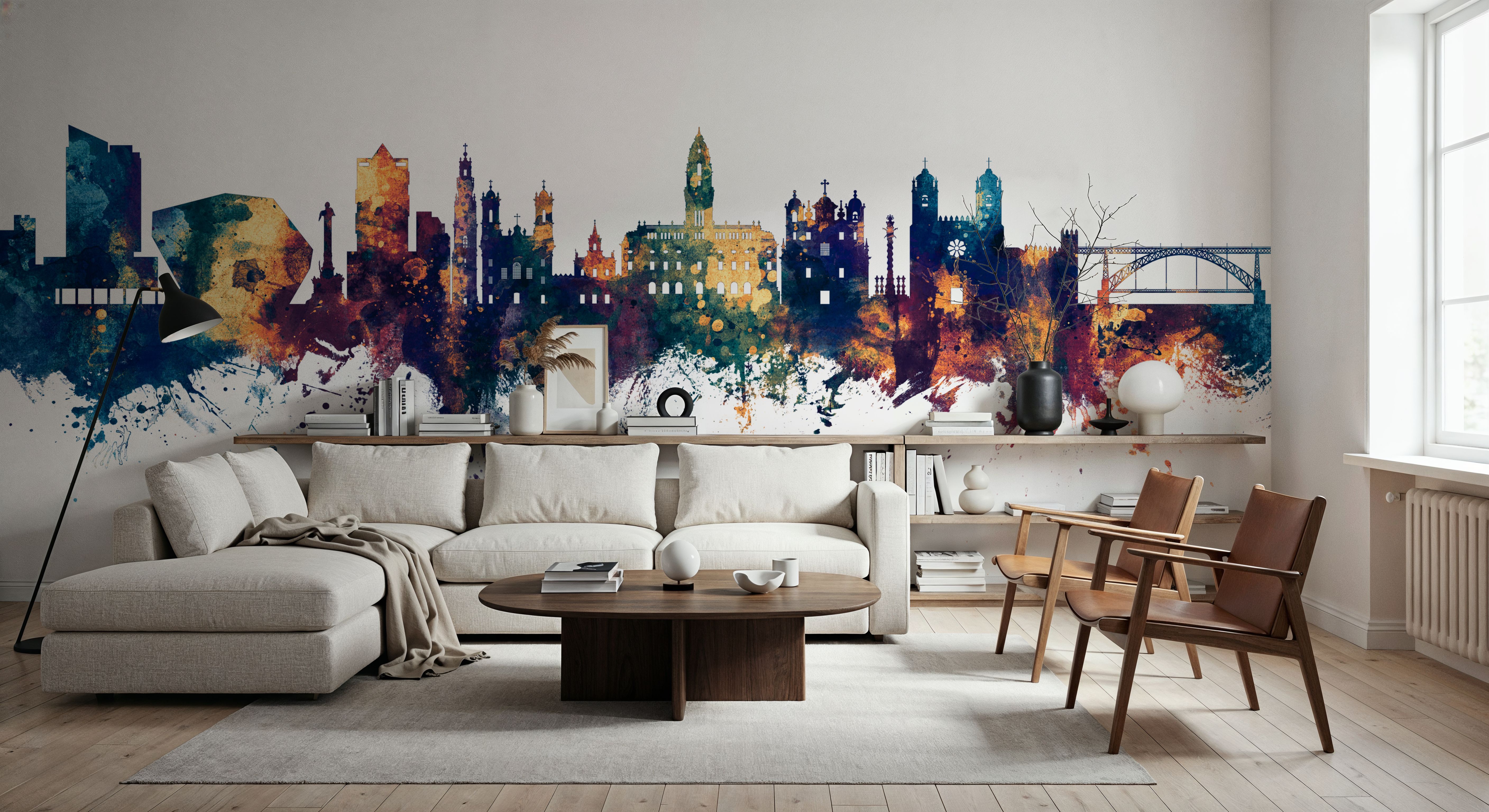 Porto Portugal Skyline Blue & Bronze