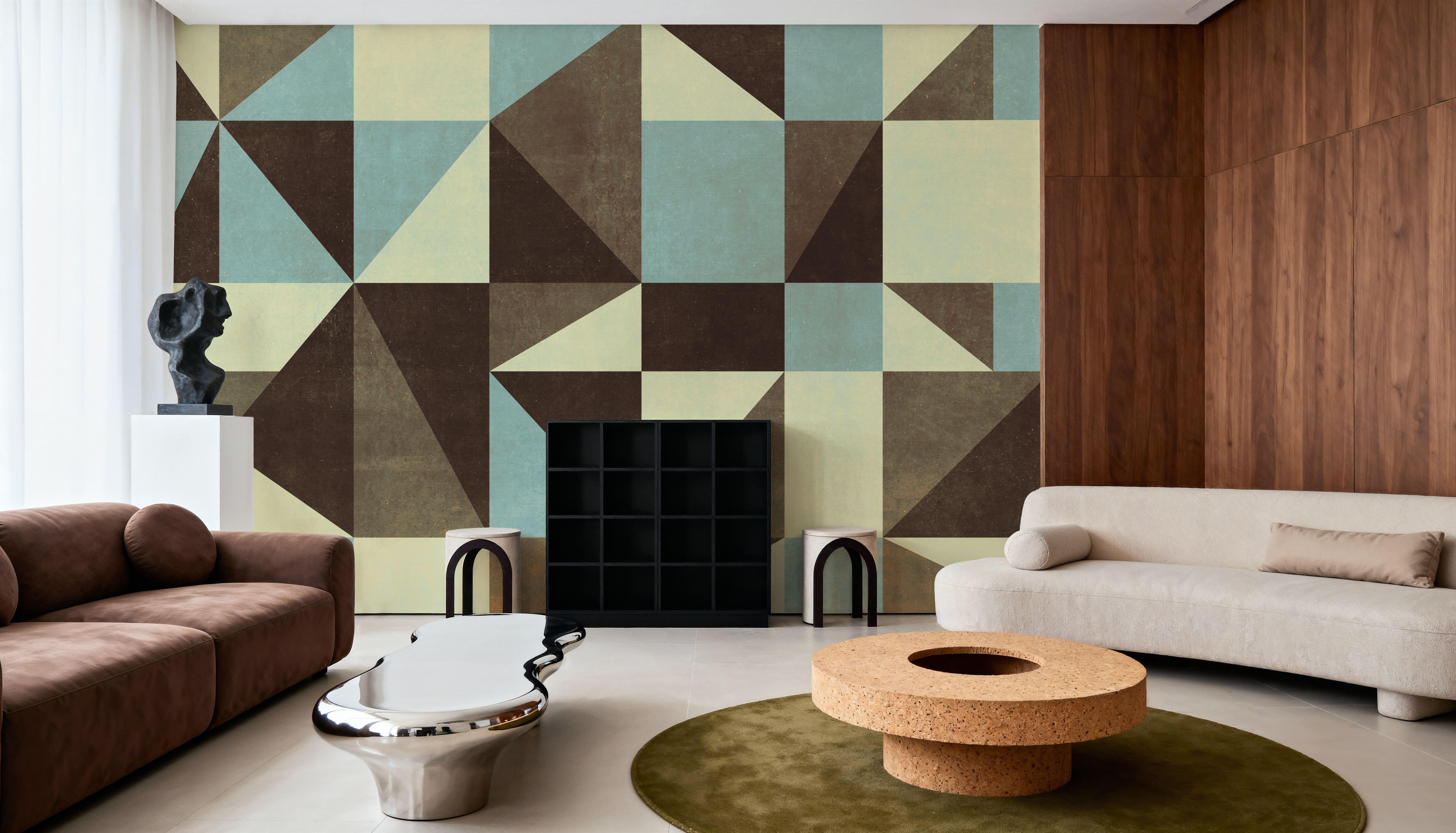 Modern Geometrics, Light Blue & Taupe