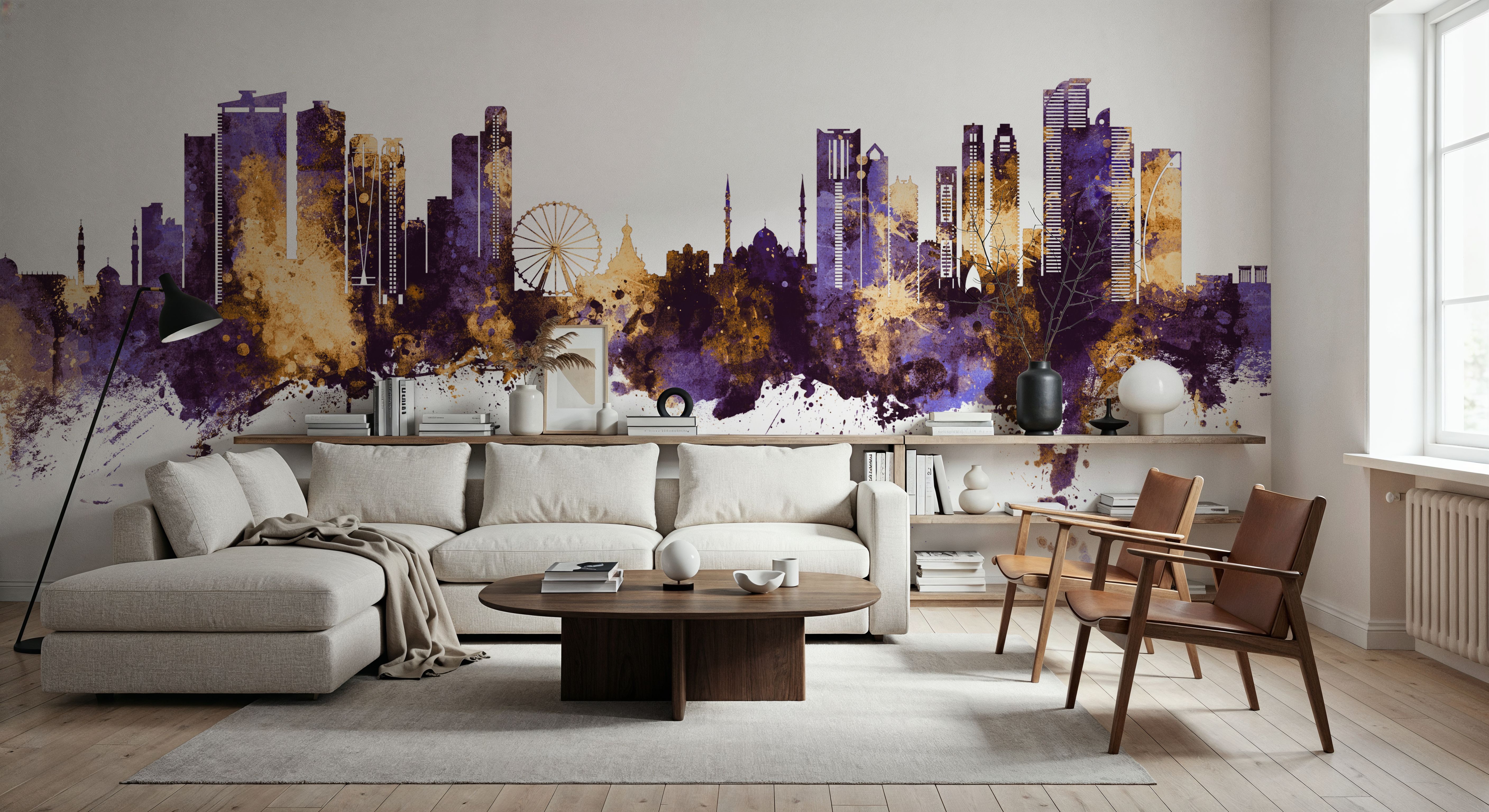 Sharjah Skyline Purple & Gold