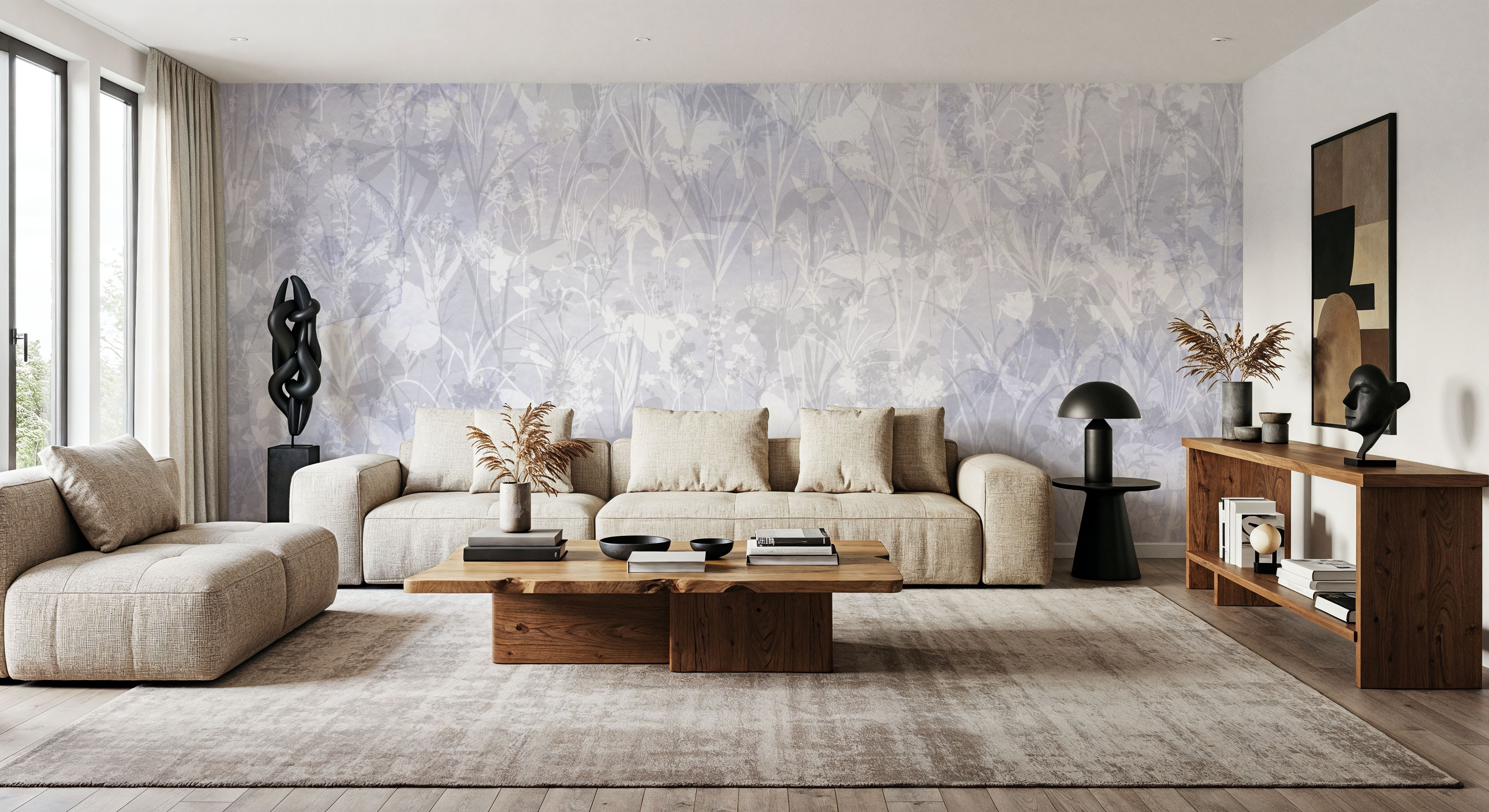 Herbals and Butterflies Double Silhouette Blue