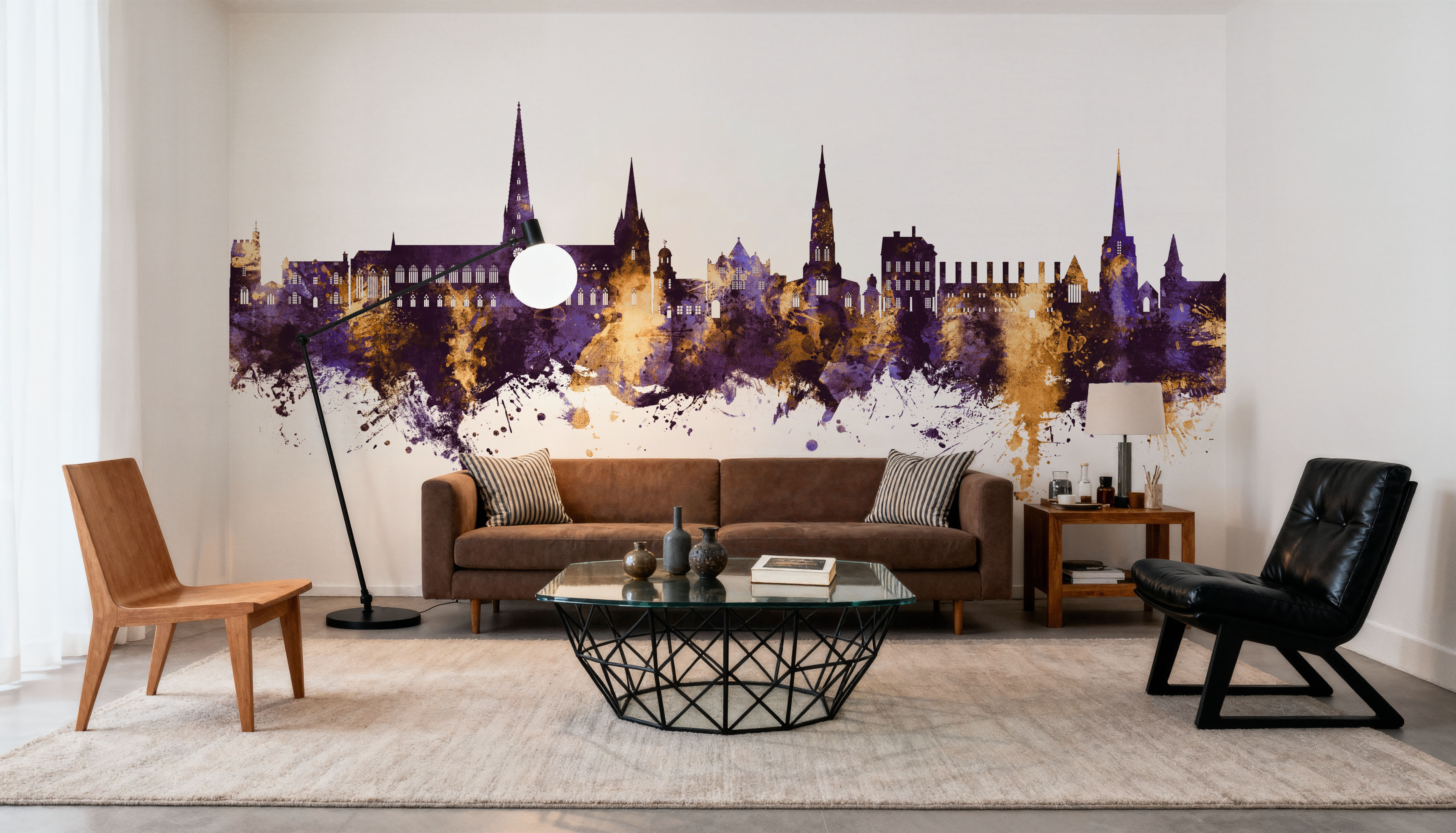 Lichfield England Skyline Purple & Gold