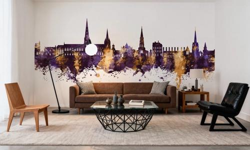 Lichfield England Skyline Purple & Gold