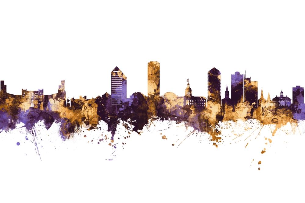 Tallahassee Florida Skyline Purple & Gold