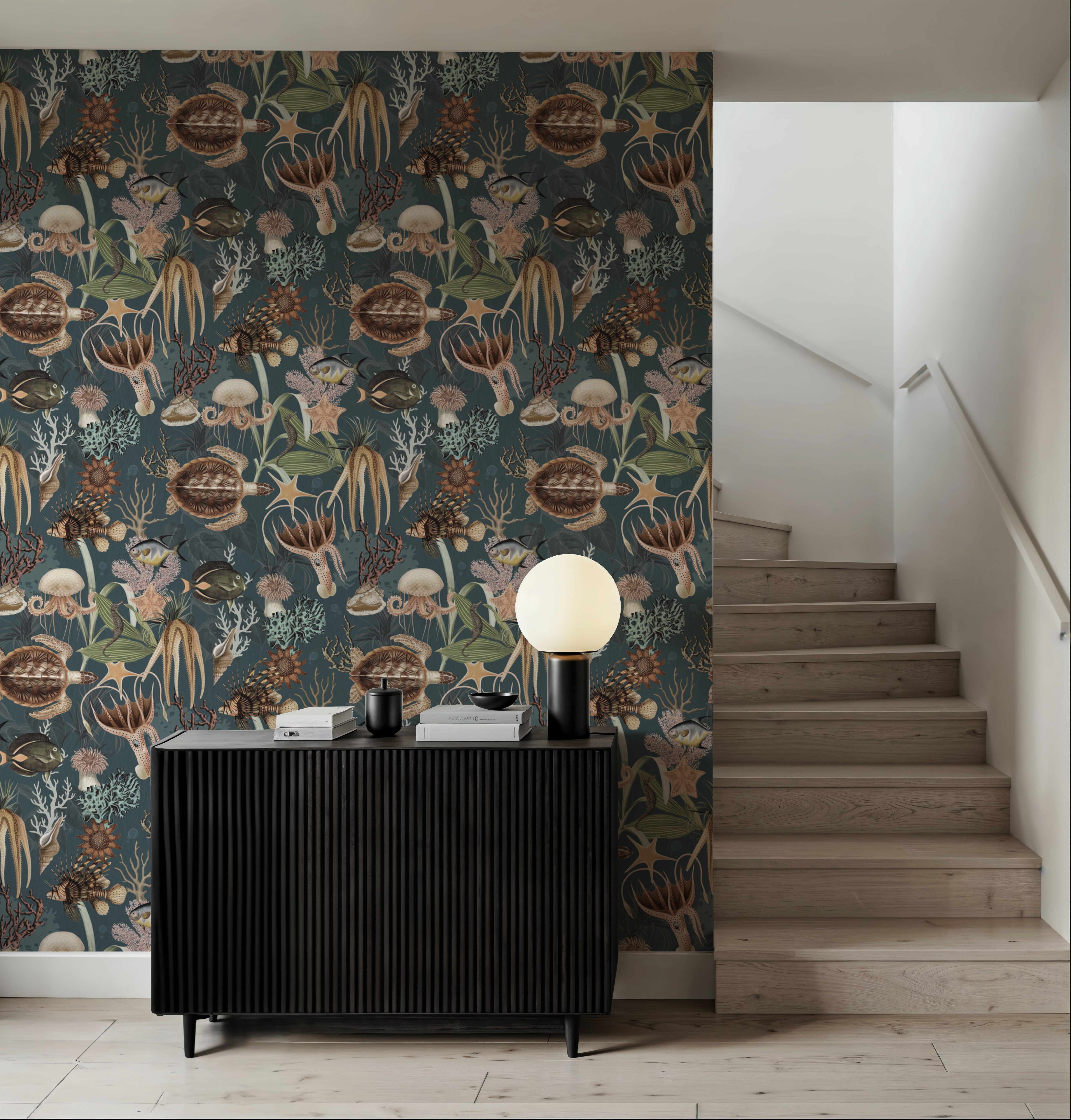 Deep Sea, Pigeon Blue, Wallpaper