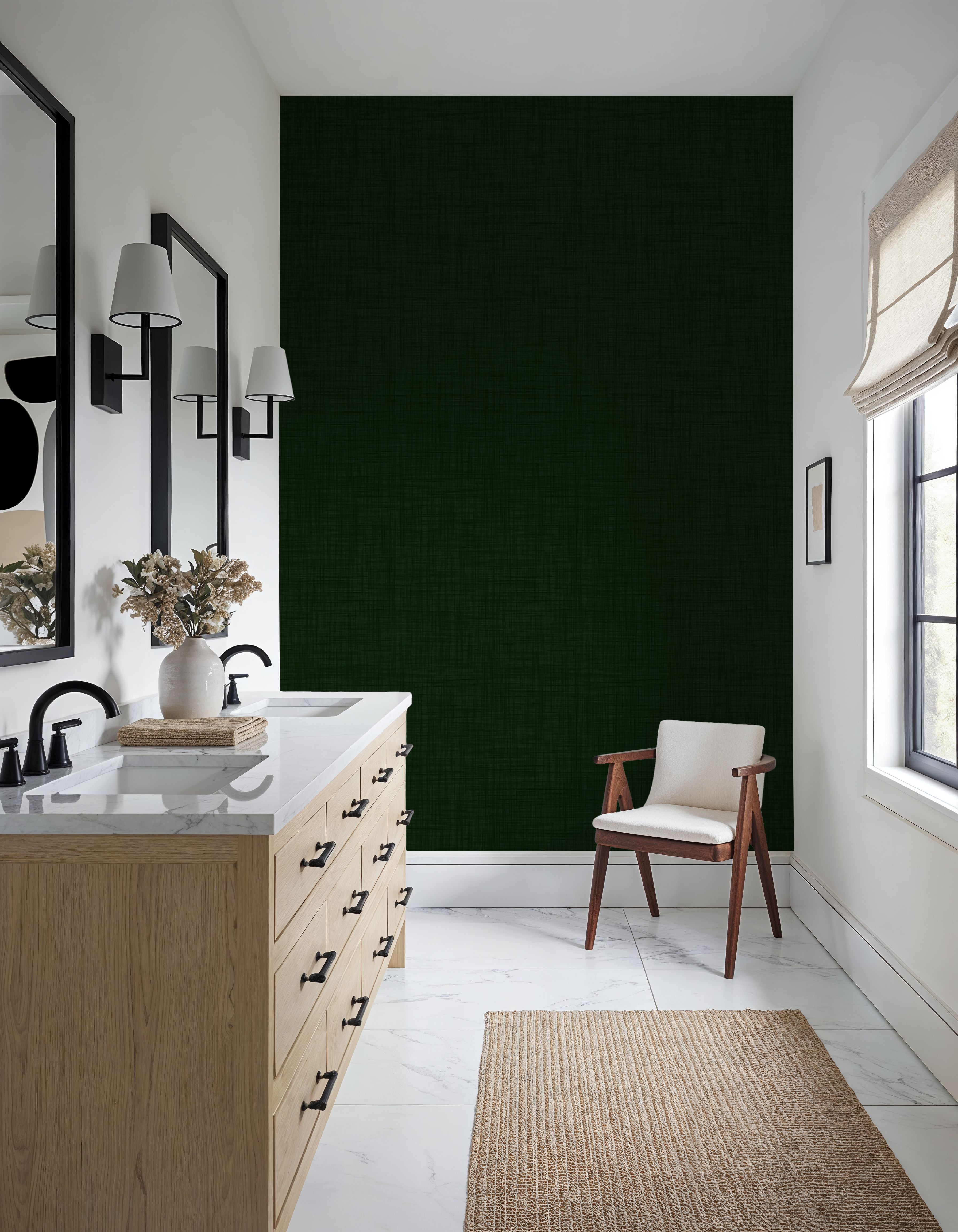 Mottled Linen Effect, Forest Green