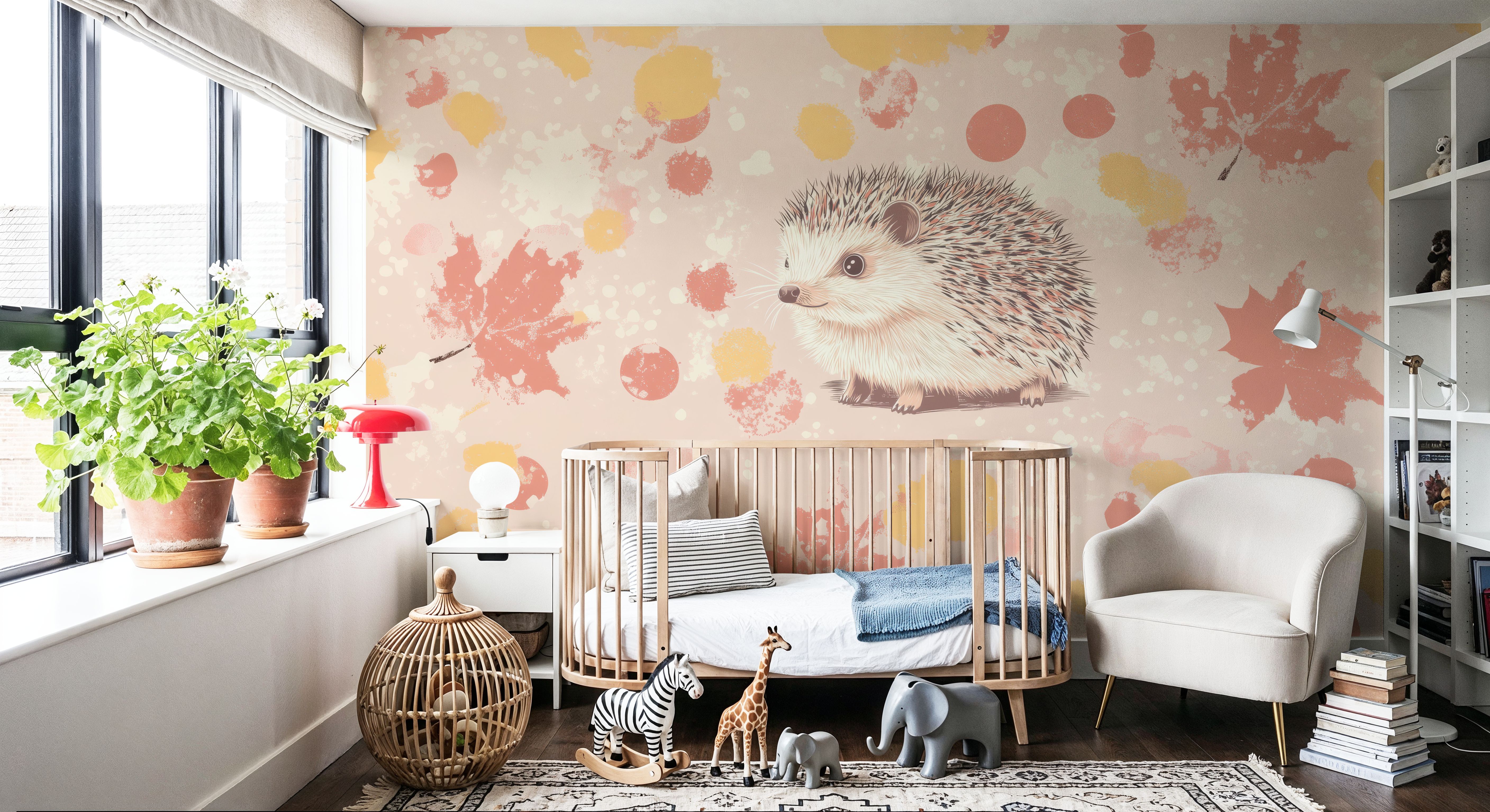 Wall Mural - Hedgehog Fall - Wild Animals mural wallpaper - Kids' Room - Wallism US - Premium, Textured or Peel & Stick