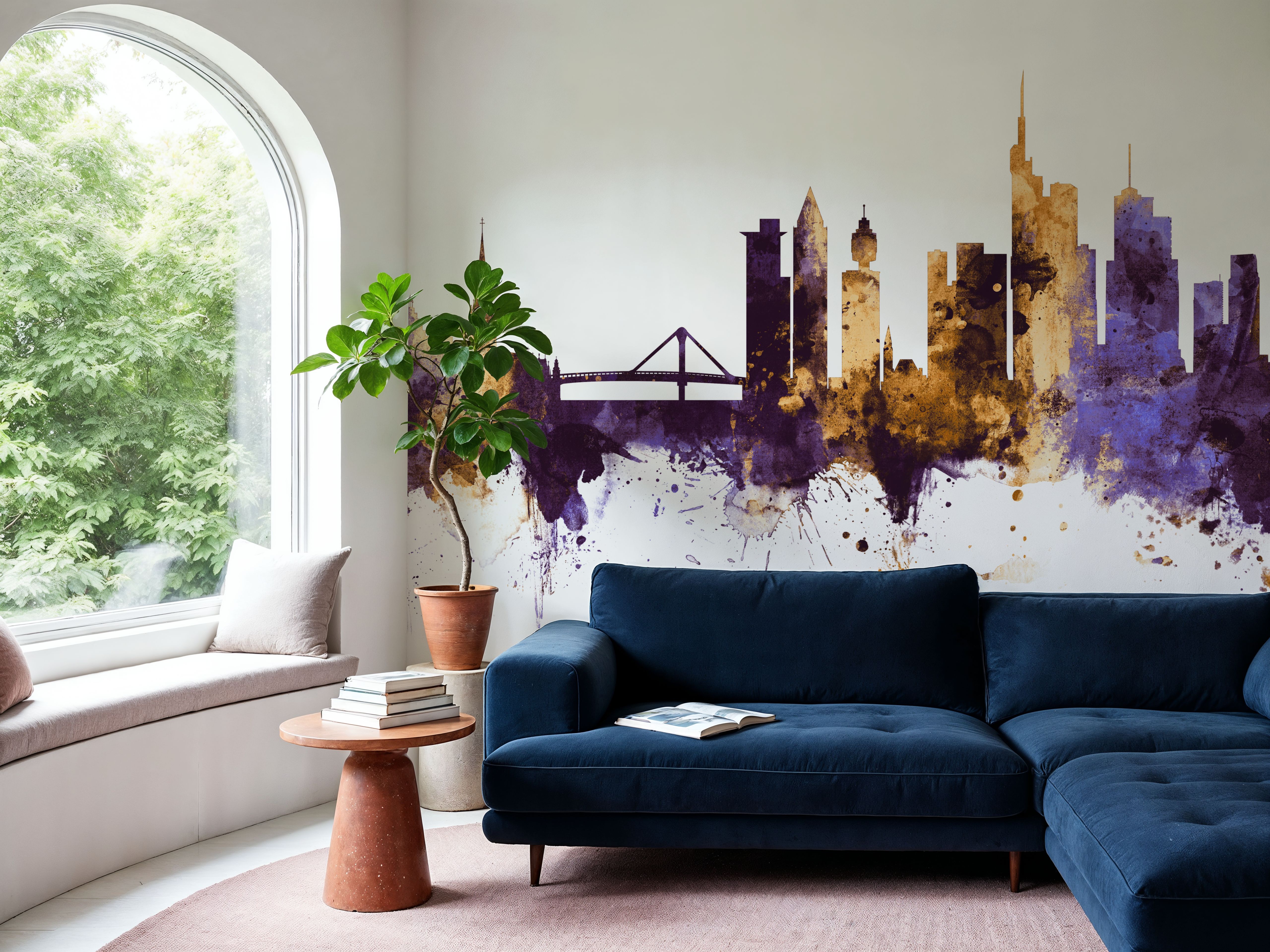 Frankfurt Skyline Purple & Gold