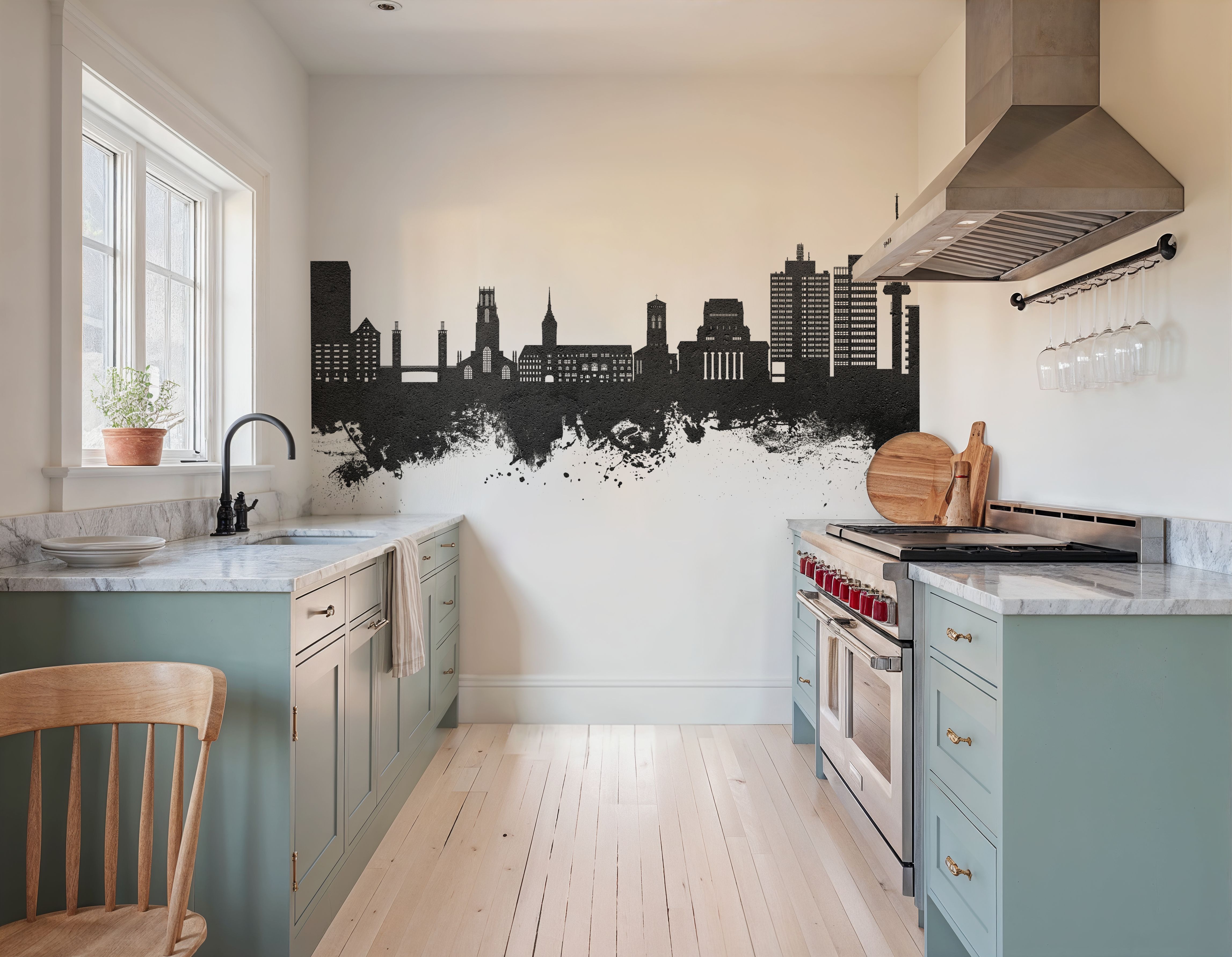 Duisburg Germany Skyline Black & White