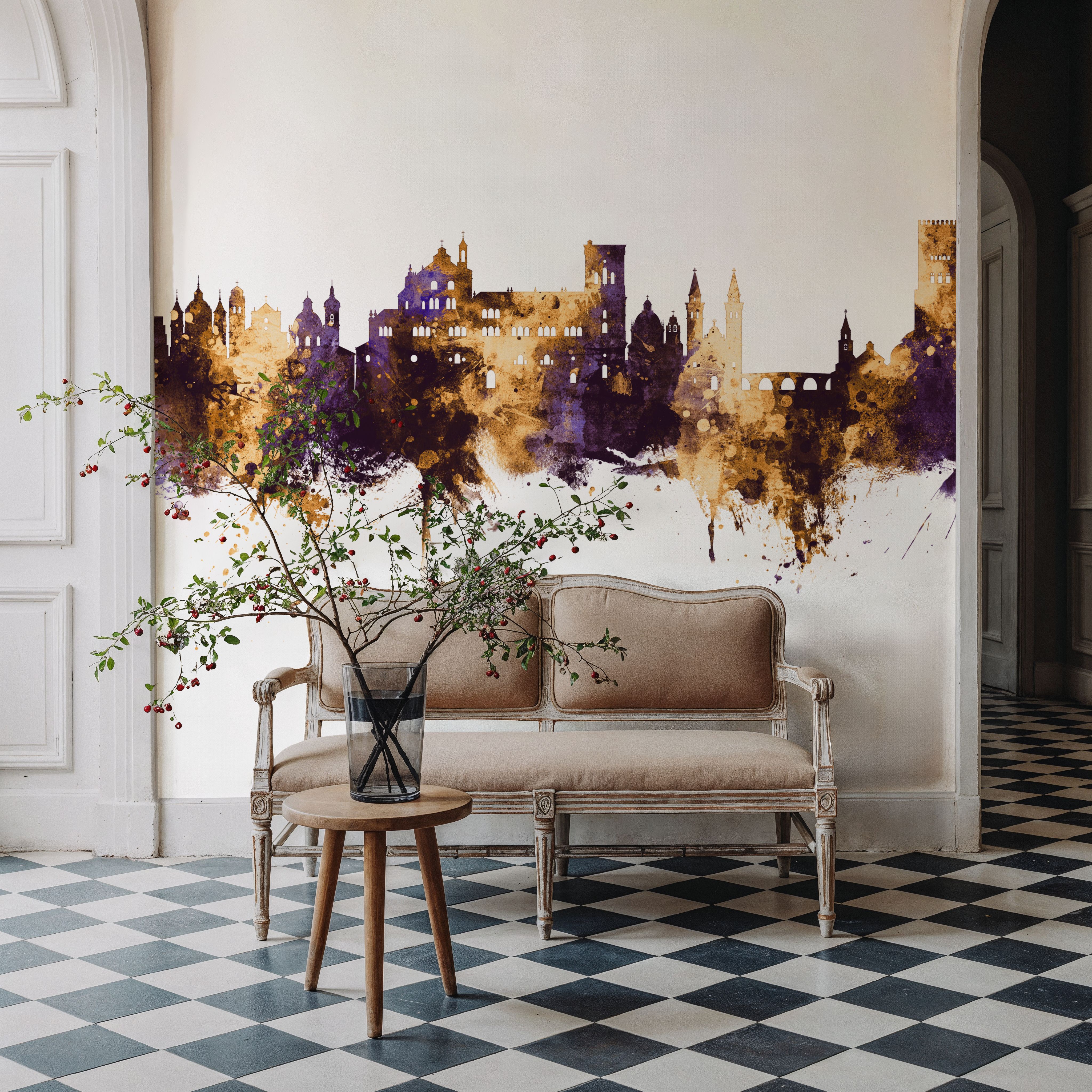 Granada Spain Skyline Purple & Gold