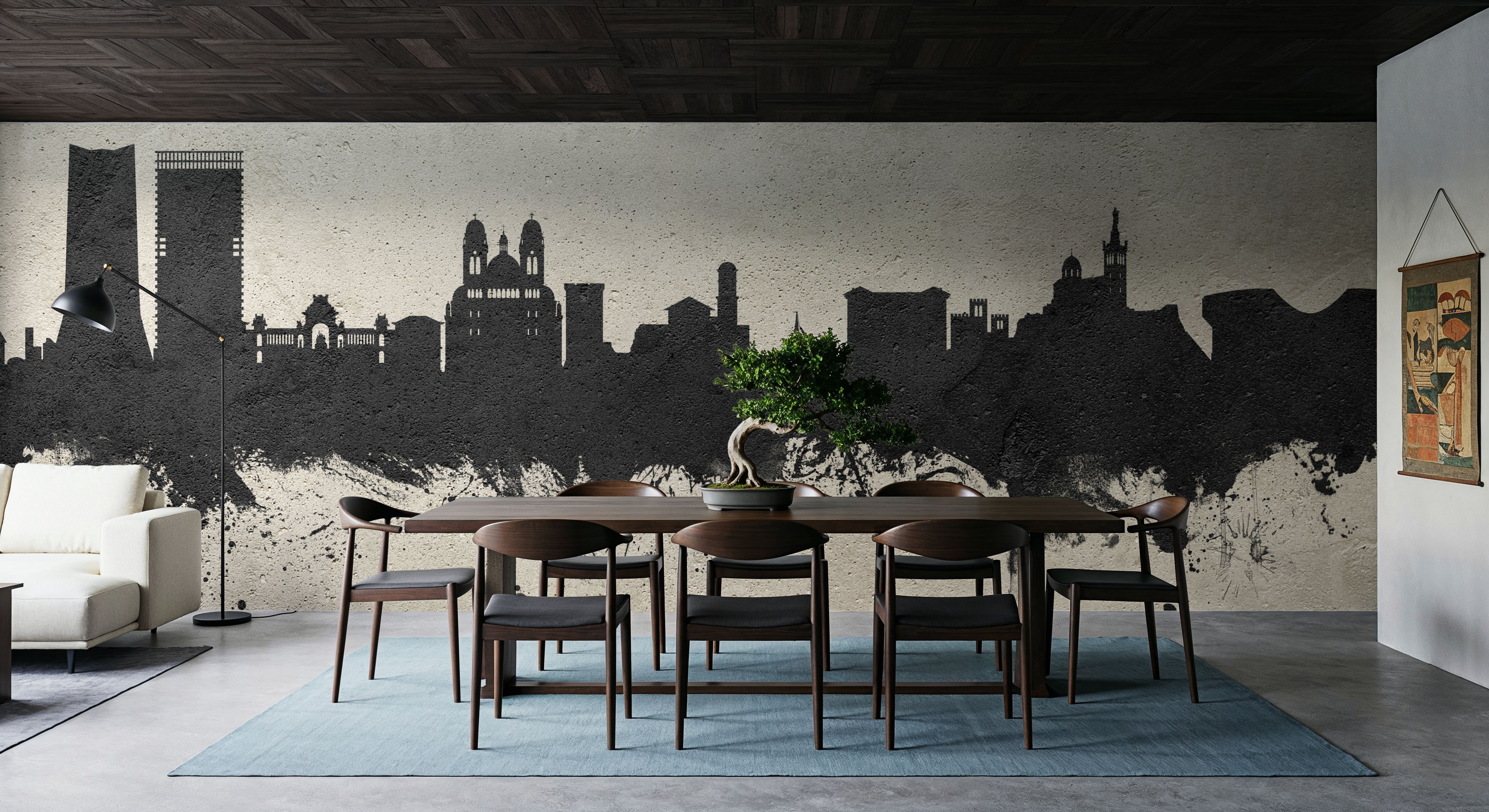 Marseille France Skyline Concrete, Papier peint