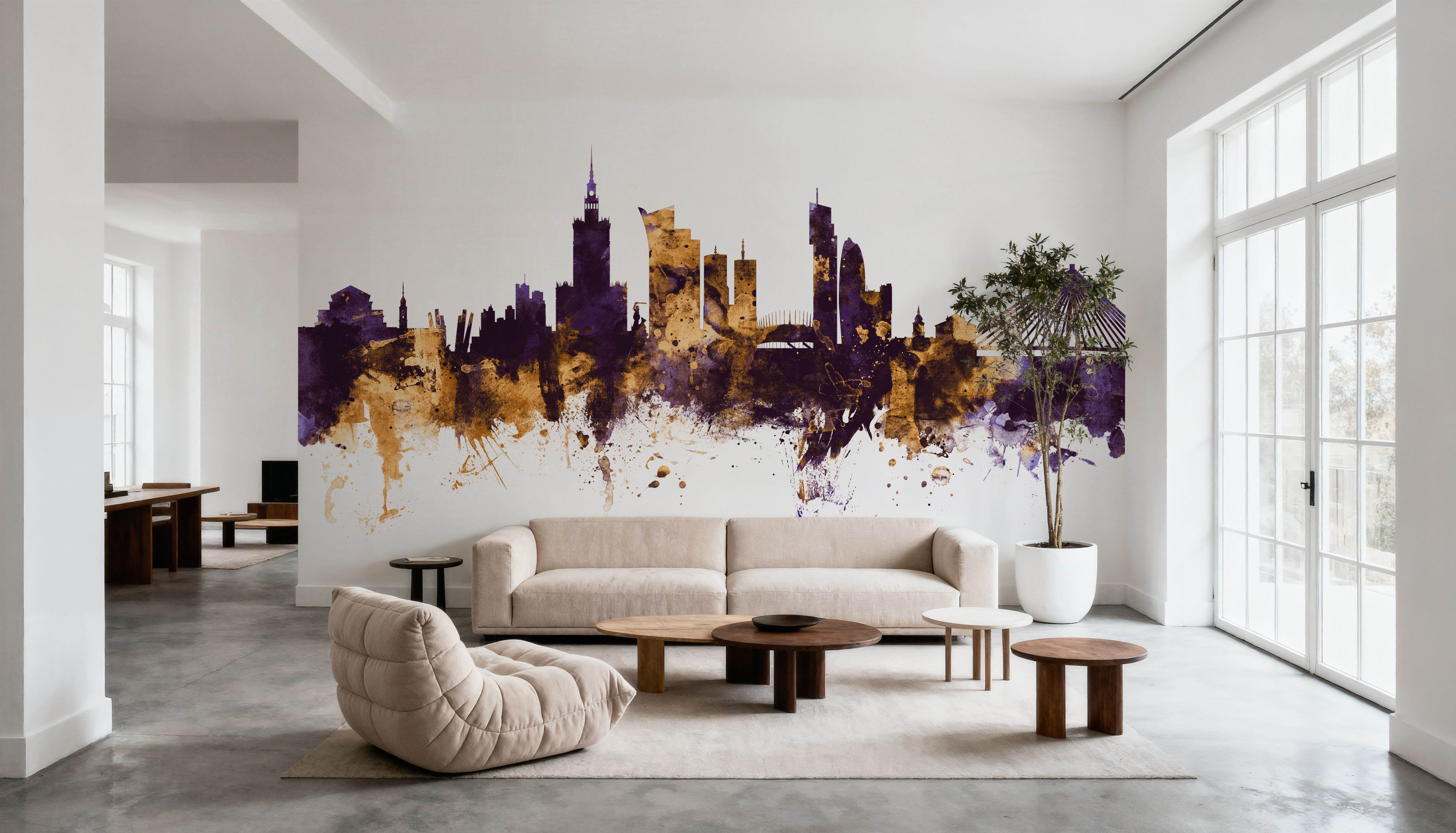 Warsaw Poland Skyline Purple & Gold