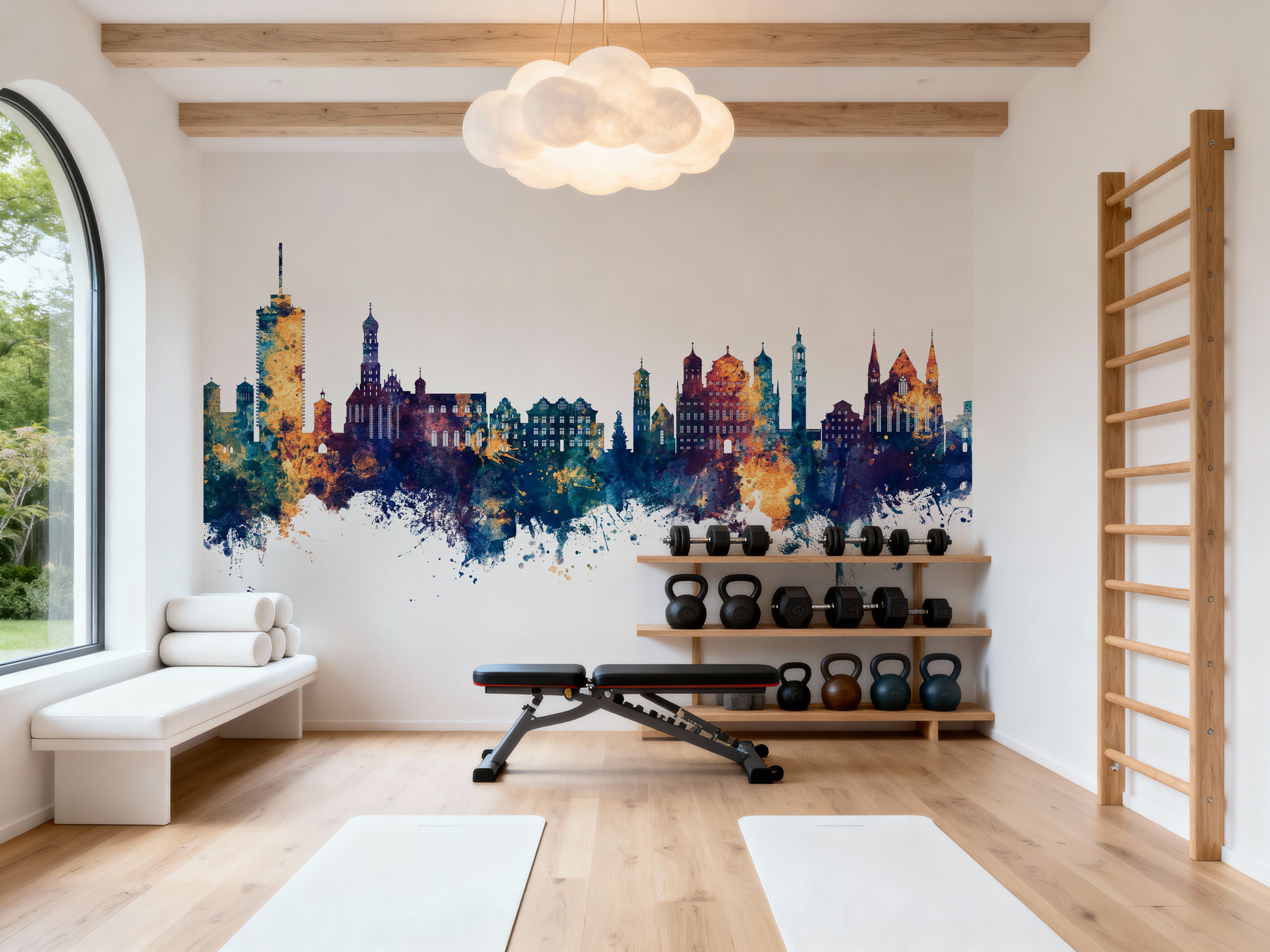 Augsburg Germany Skyline Blue & Bronze