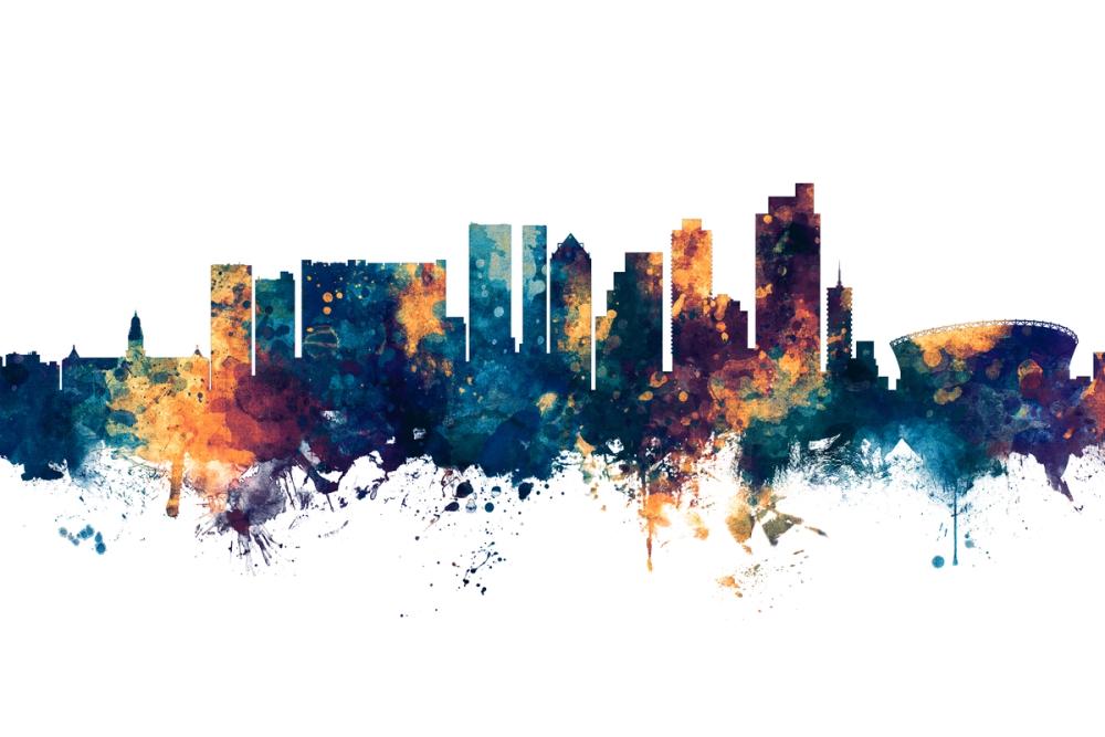 Cape Town Skyline Blue & Bronze