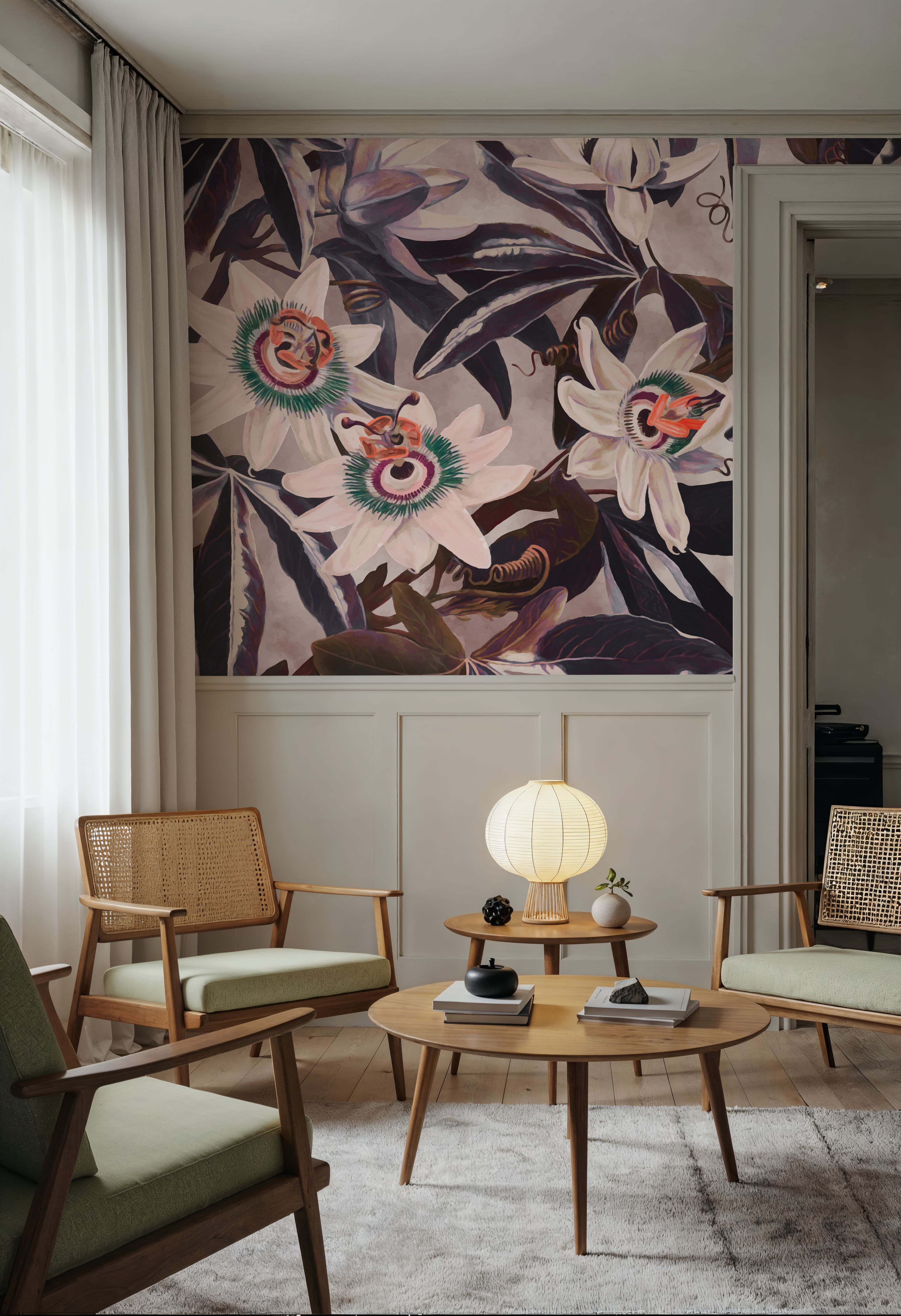 White Passiflora Reddish Green