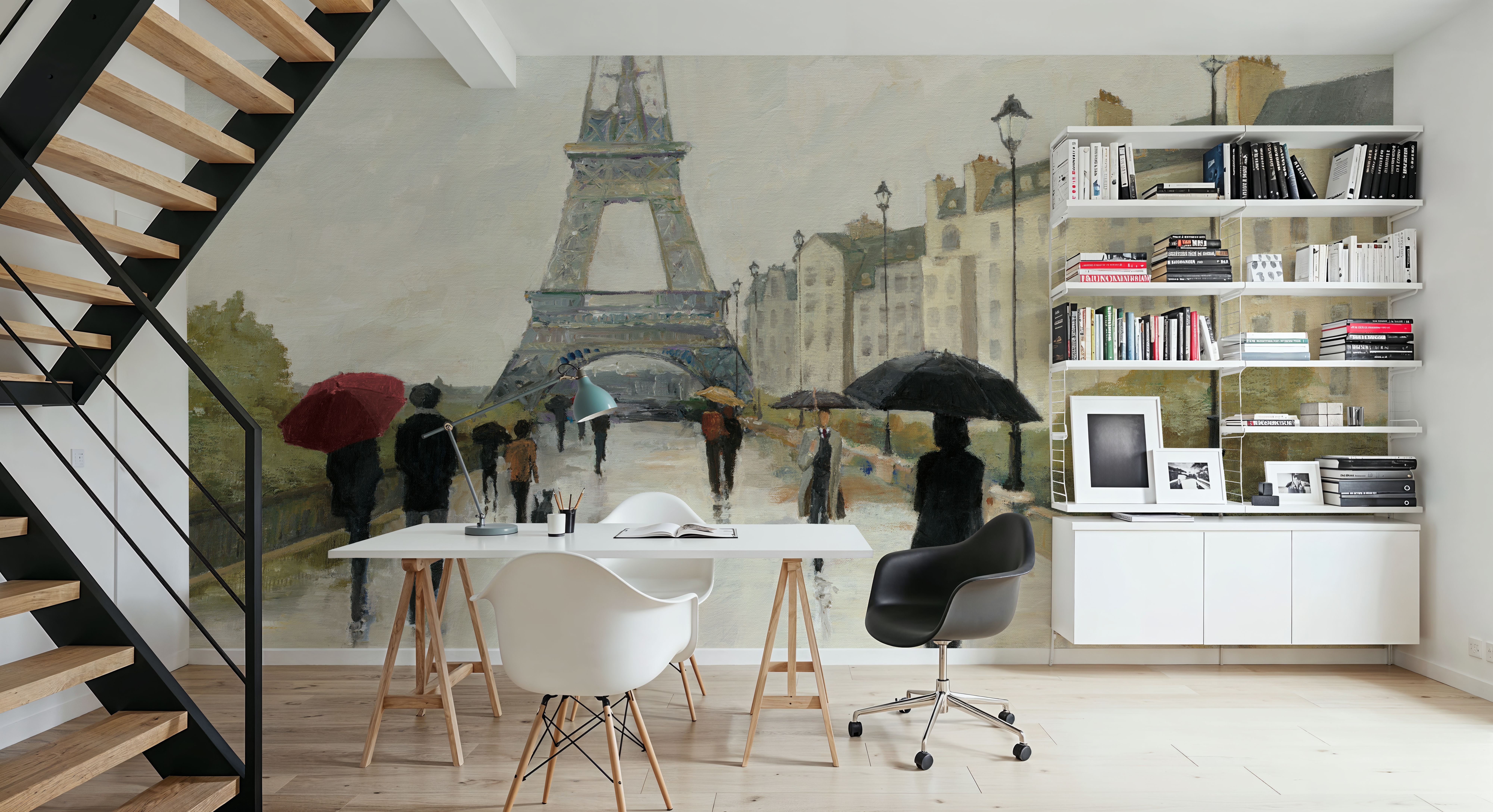 Eiffel in the Rain Marsala Umbrella