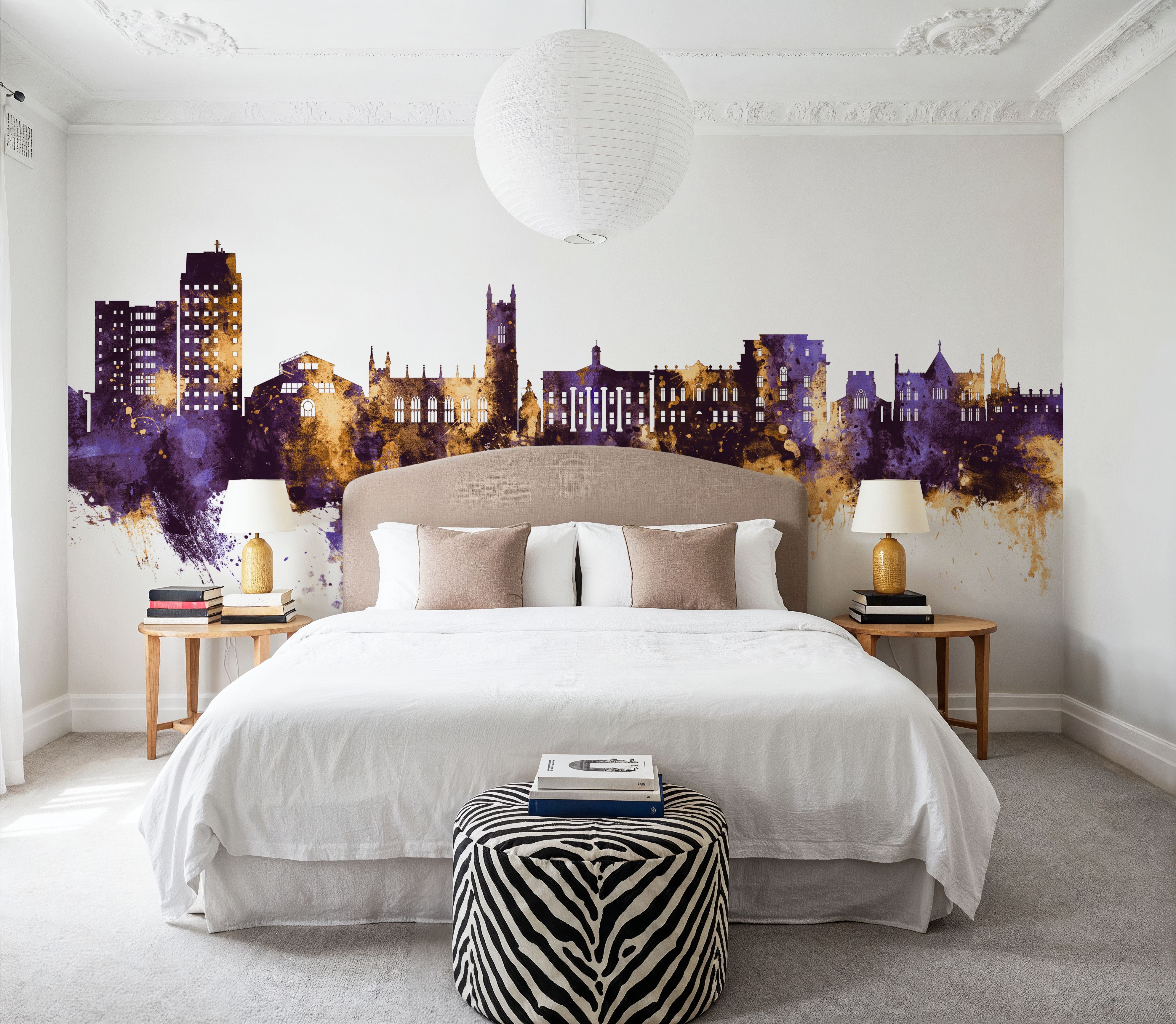 Oldham England Skyline Purple & Gold
