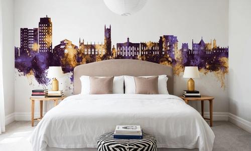 Oldham England Skyline Purple & Gold