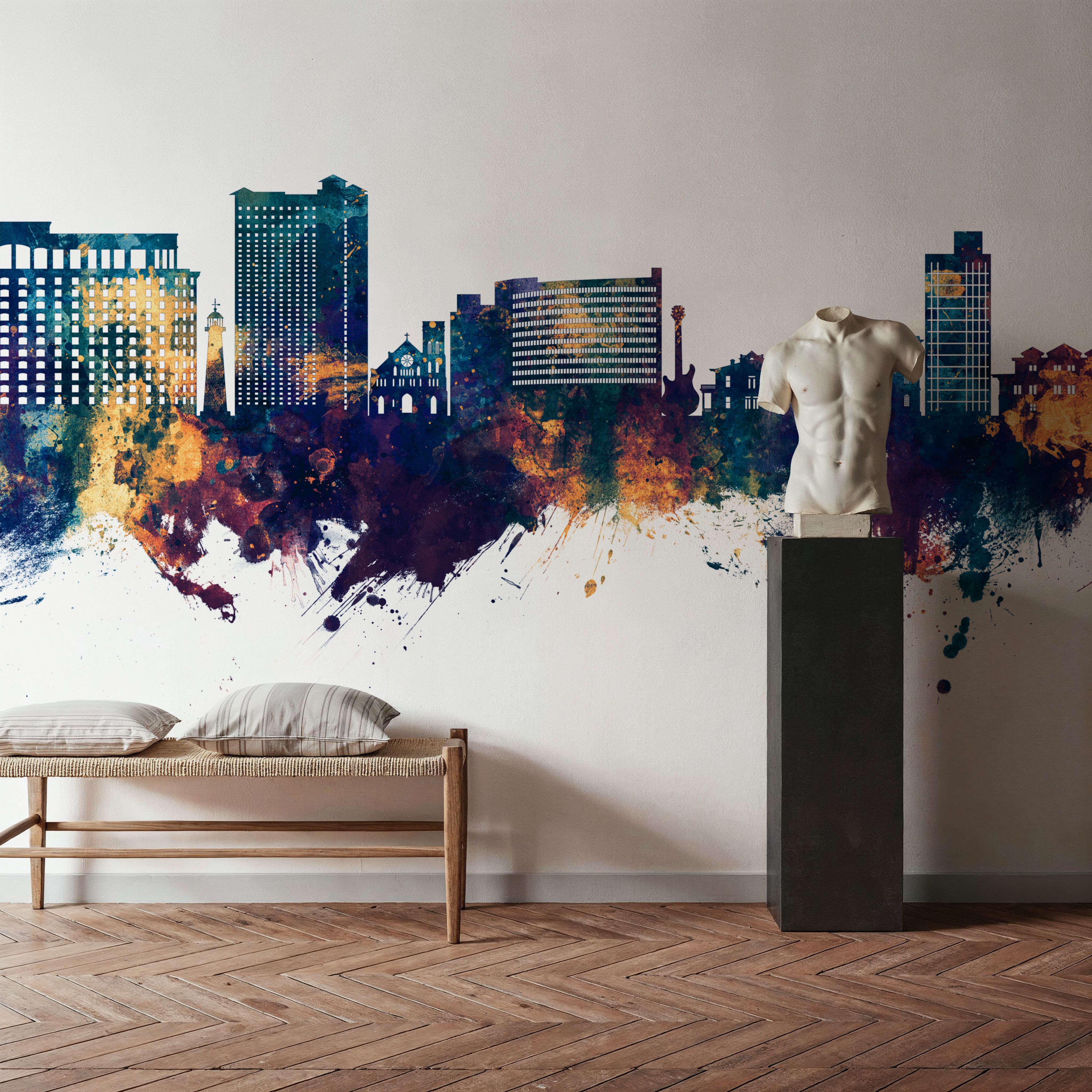 Biloxi Mississippi Skyline Blue & Bronze