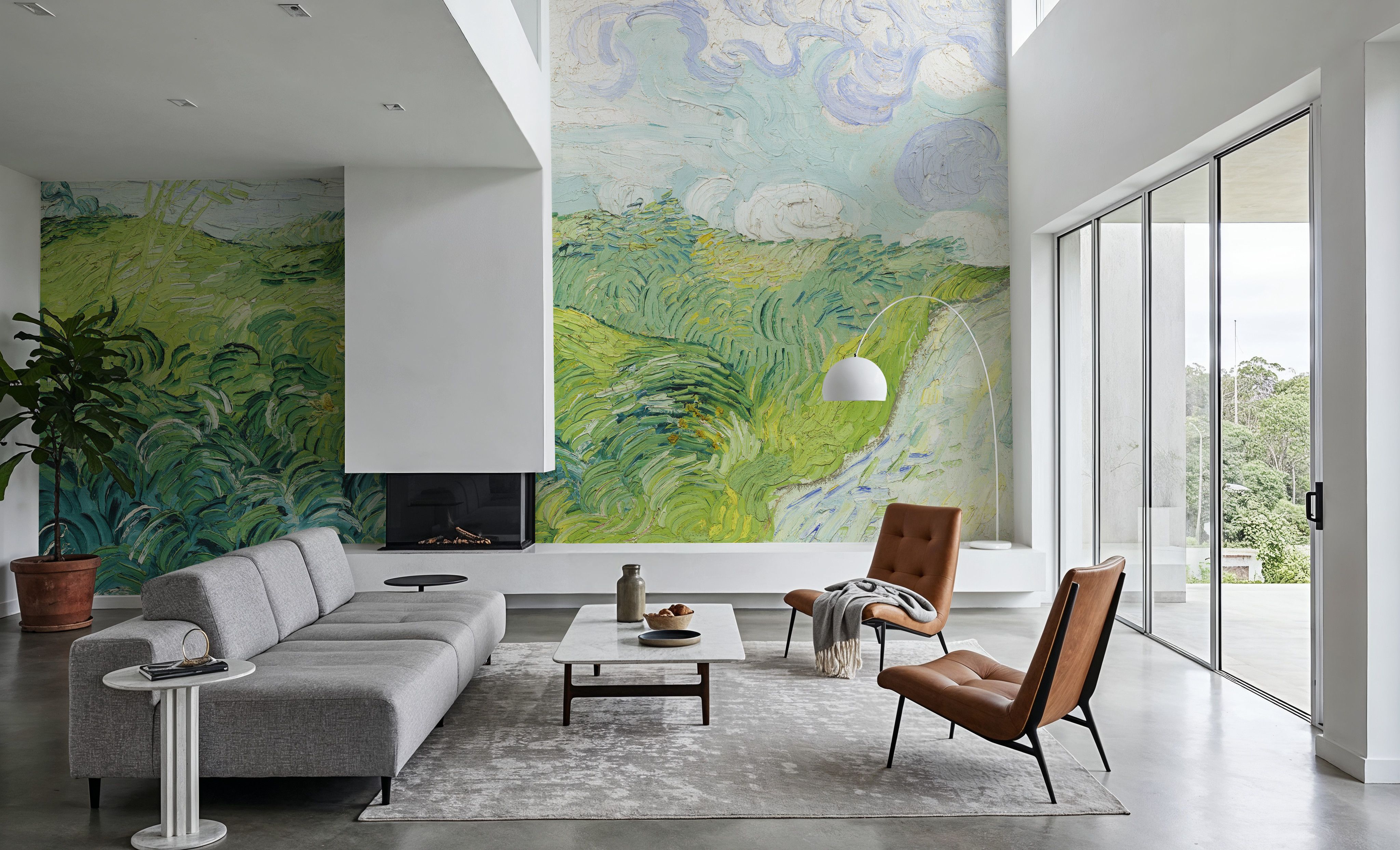 Green Wheat Fields, Auvers, Wallpaper