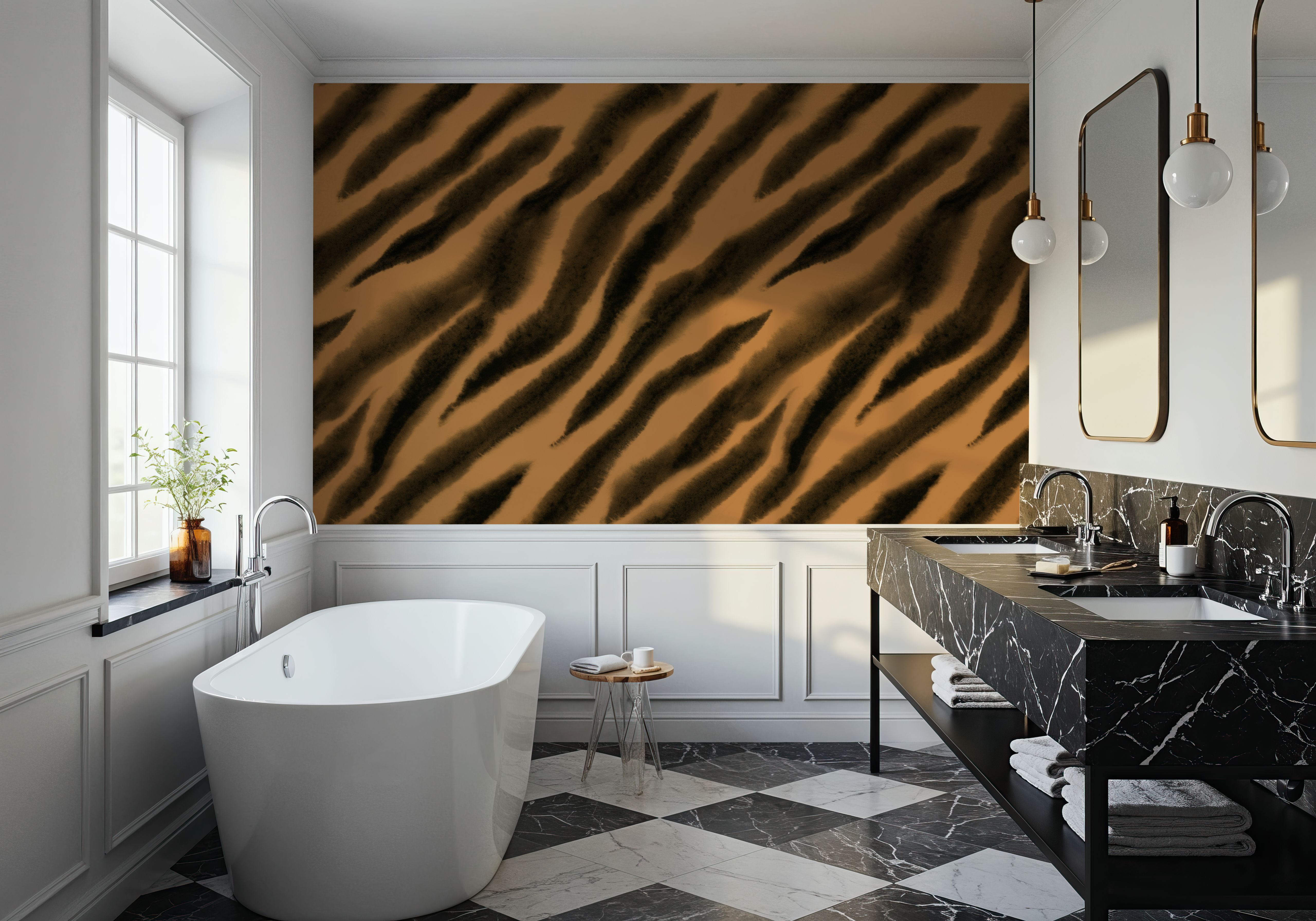 Watercolor Tiger Stripes, Warm