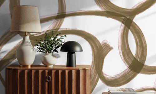 Curly Brush Lines, Beige