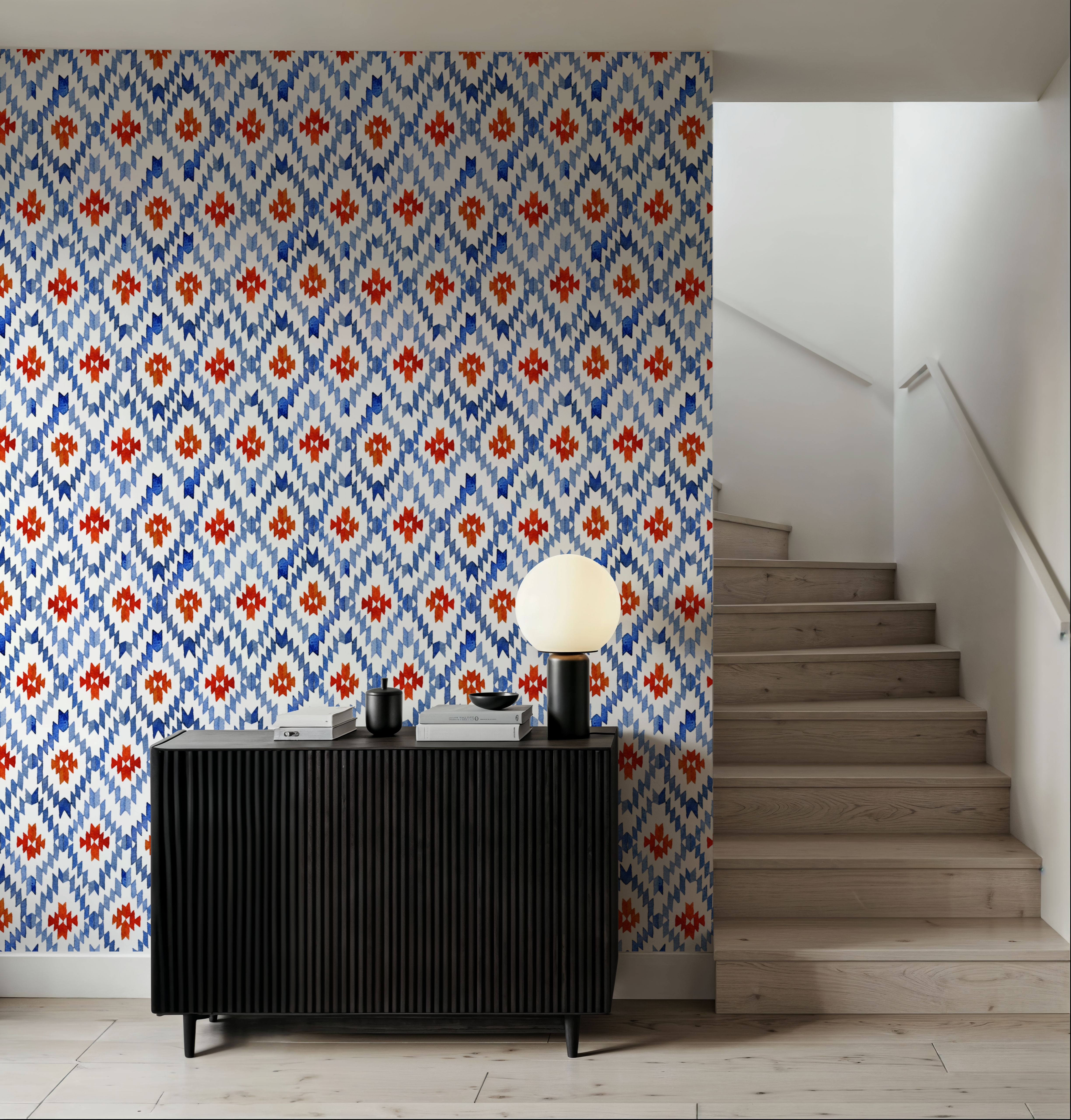 Blue Rhombus Ikat, Papier peint