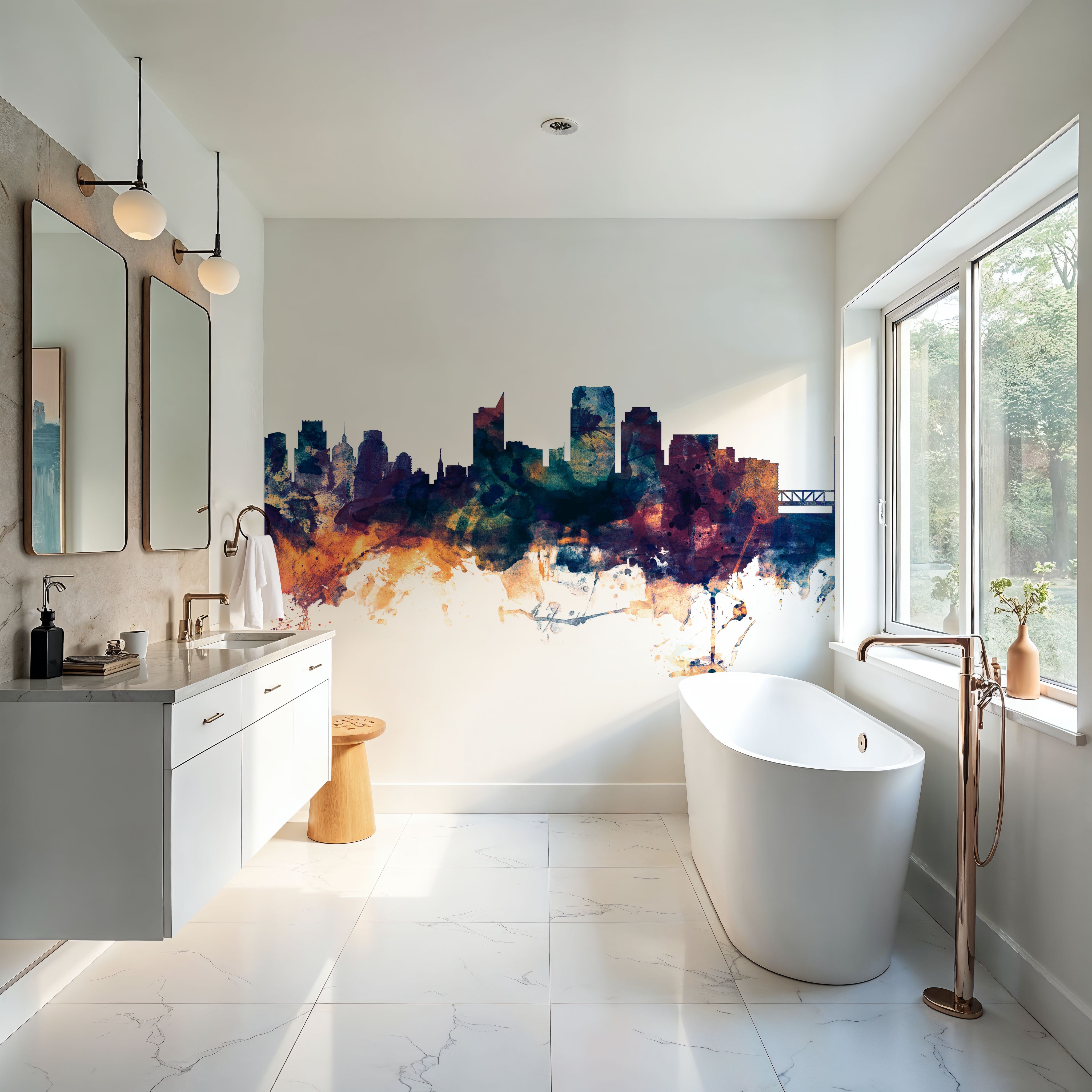 Sacramento California Skyline Blue & Bronze