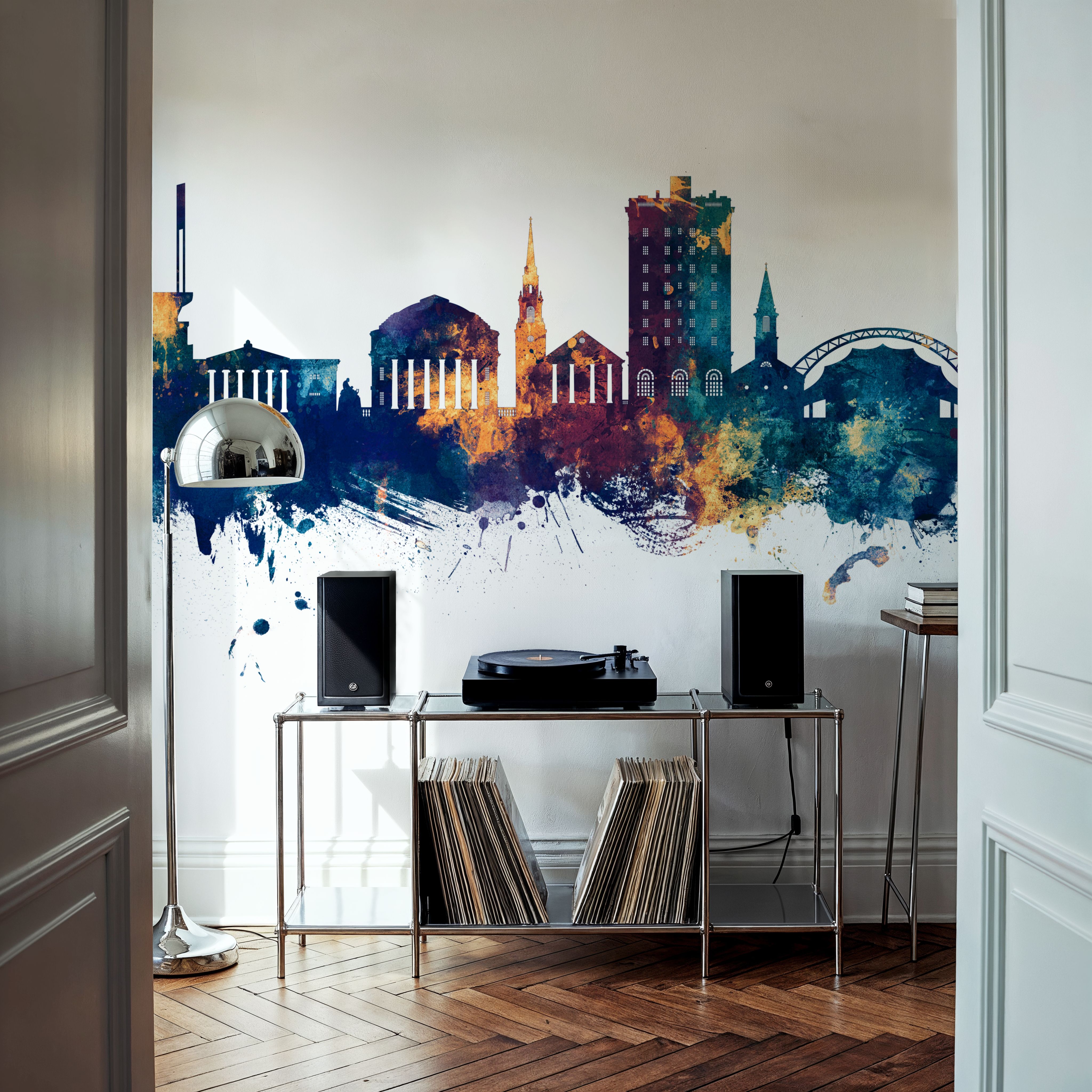 Charlottesville Virginia Skyline Blue & Bronze