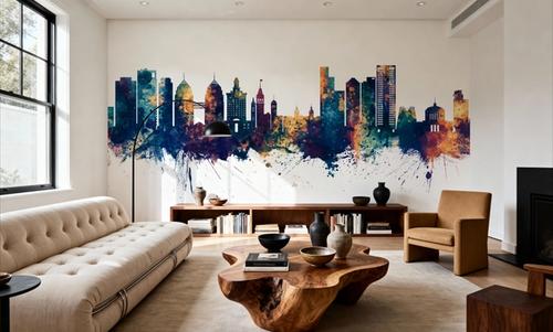 Oakland California Skyline Blue & Bronze