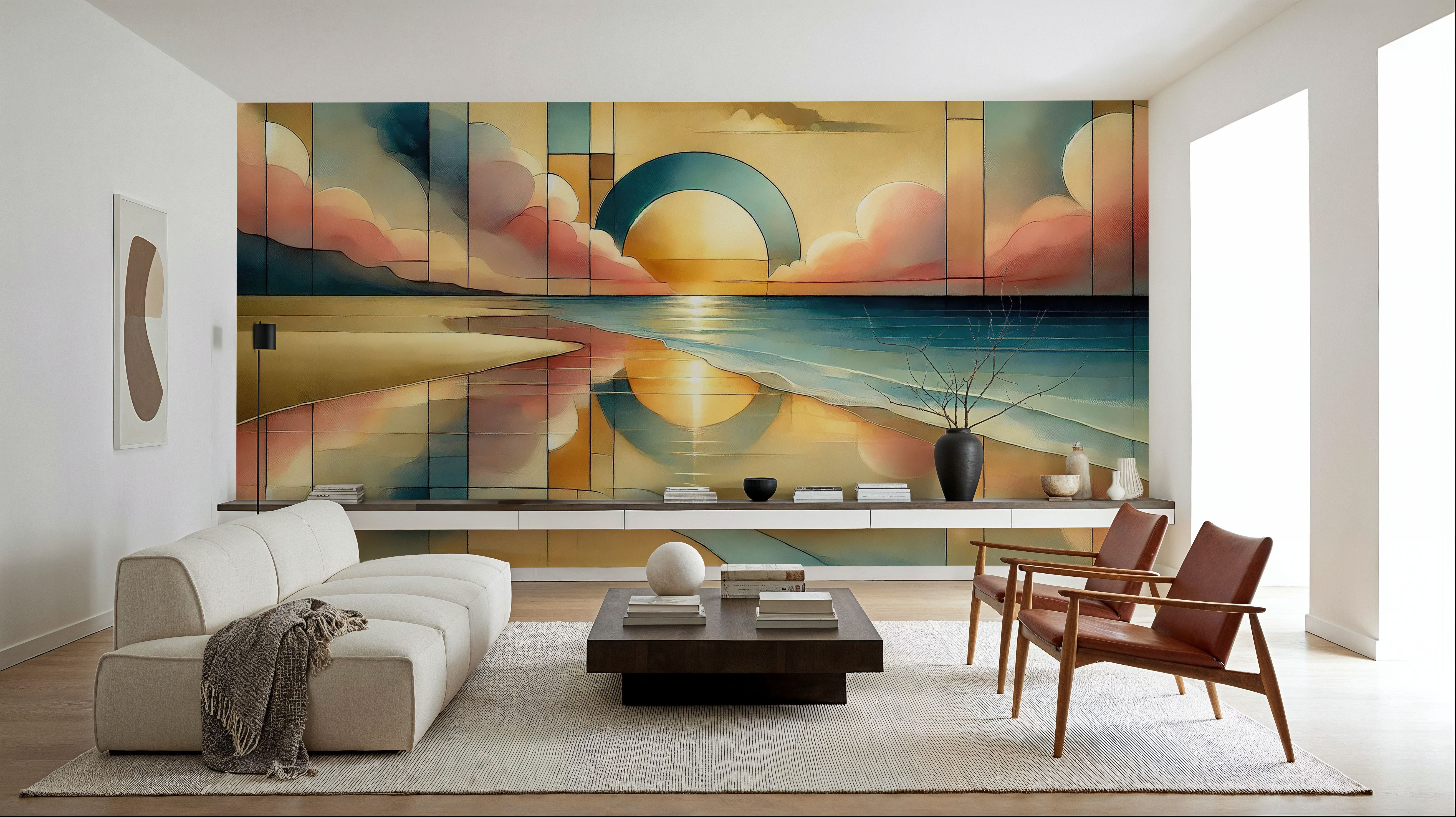 Golden Sunset Vista in Art Deco