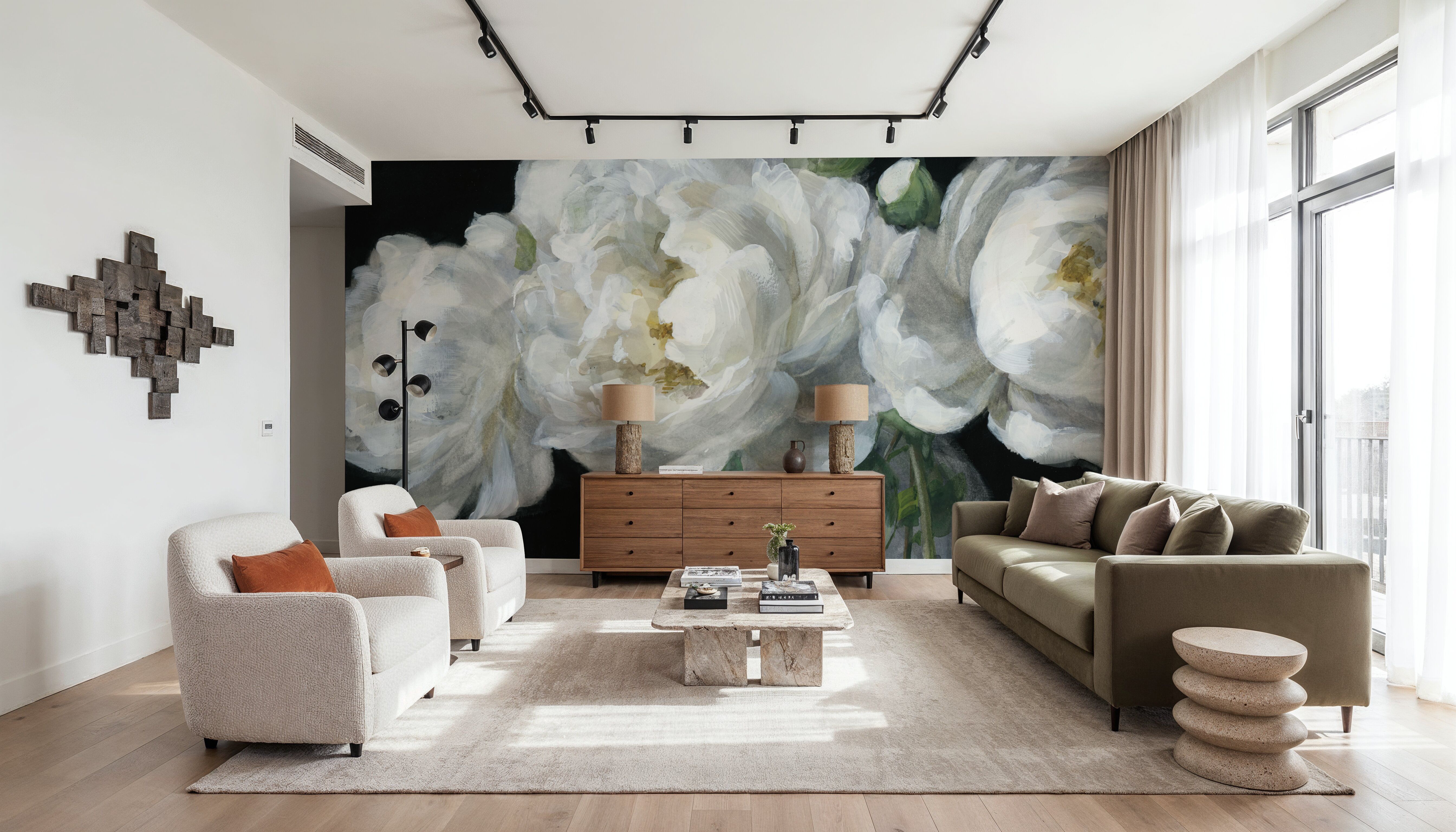 White Peonies in Glass